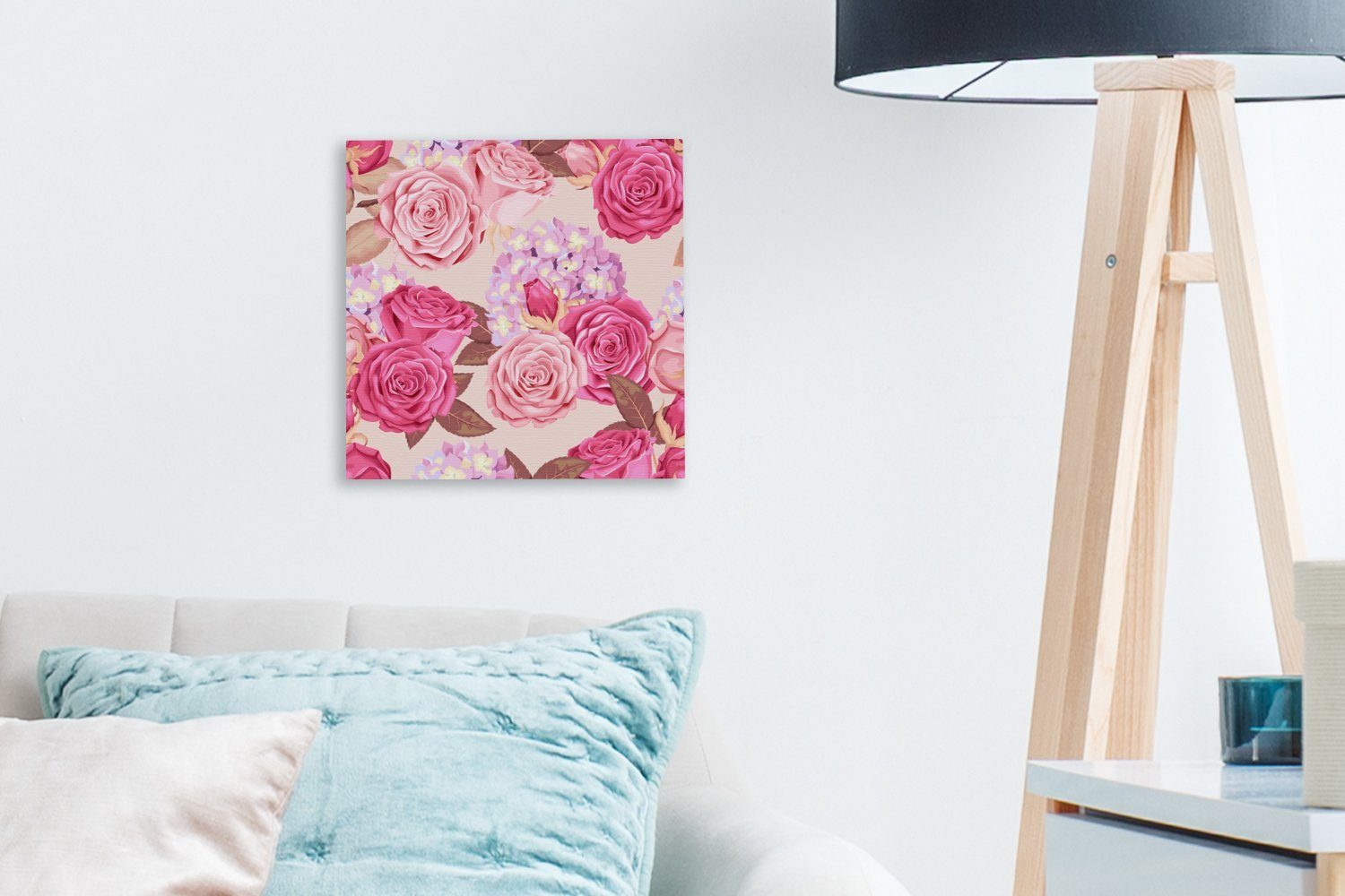 Bilder Rosen Leinwandbild OneMillionCanvasses® - - Rosa, (1 St), Wohnzimmer Schlafzimmer Leinwand Blumen für