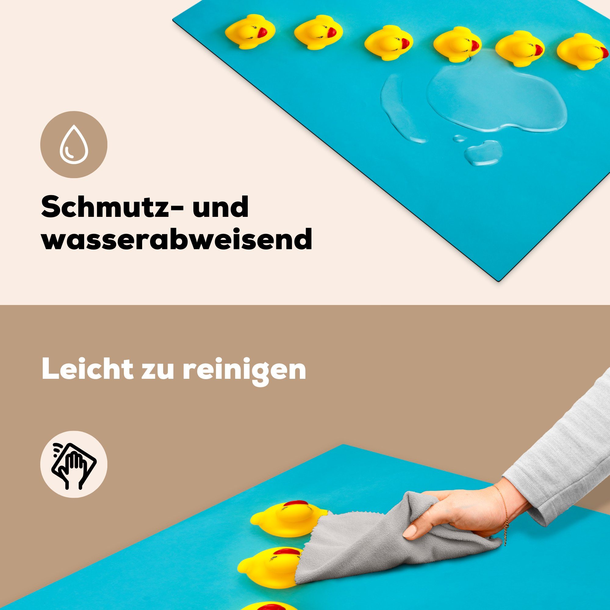 81x52 Vinyl, küche, die für Schutz Gummi-Enten (1 Herdblende-/Abdeckplatte Induktionskochfeld - Ceranfeldabdeckung Blau - MuchoWow cm, Gelb, tlg),