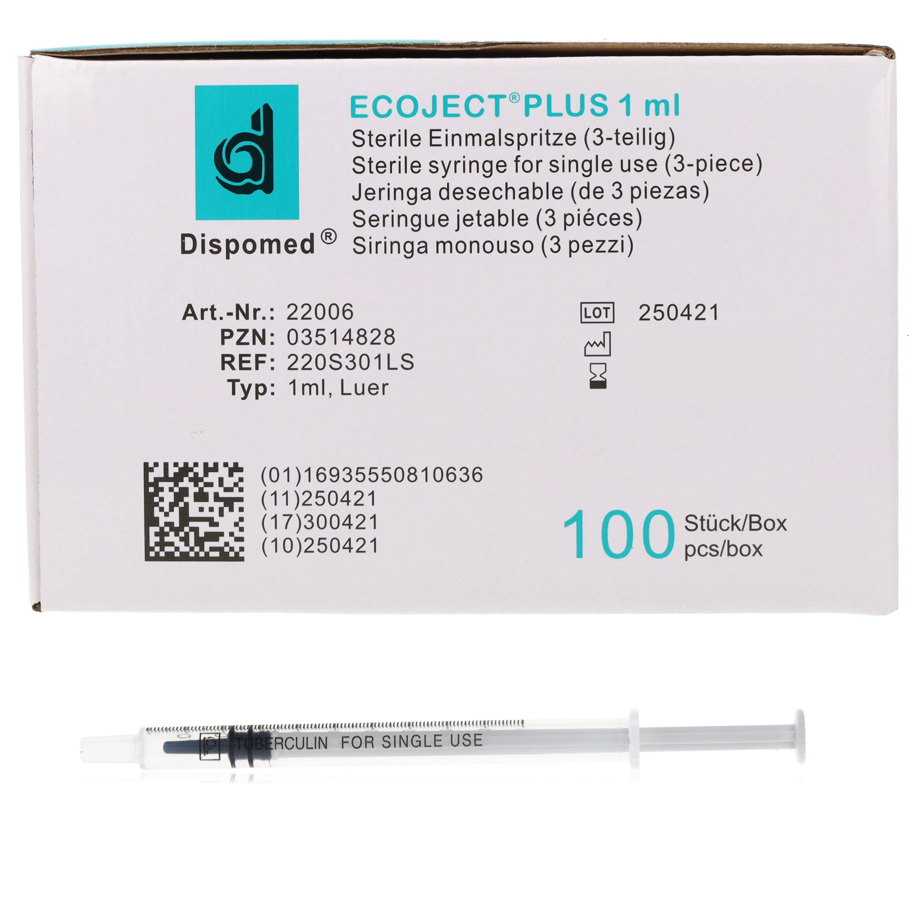 Dispomed Einwegspritze DISPOMED Feindosierspritzen 1ml mit Spardorn 100Stk, (Großpackung, 100-St., sterile Einwegspritzen), für medizinische und nicht-medizinische Verwendung