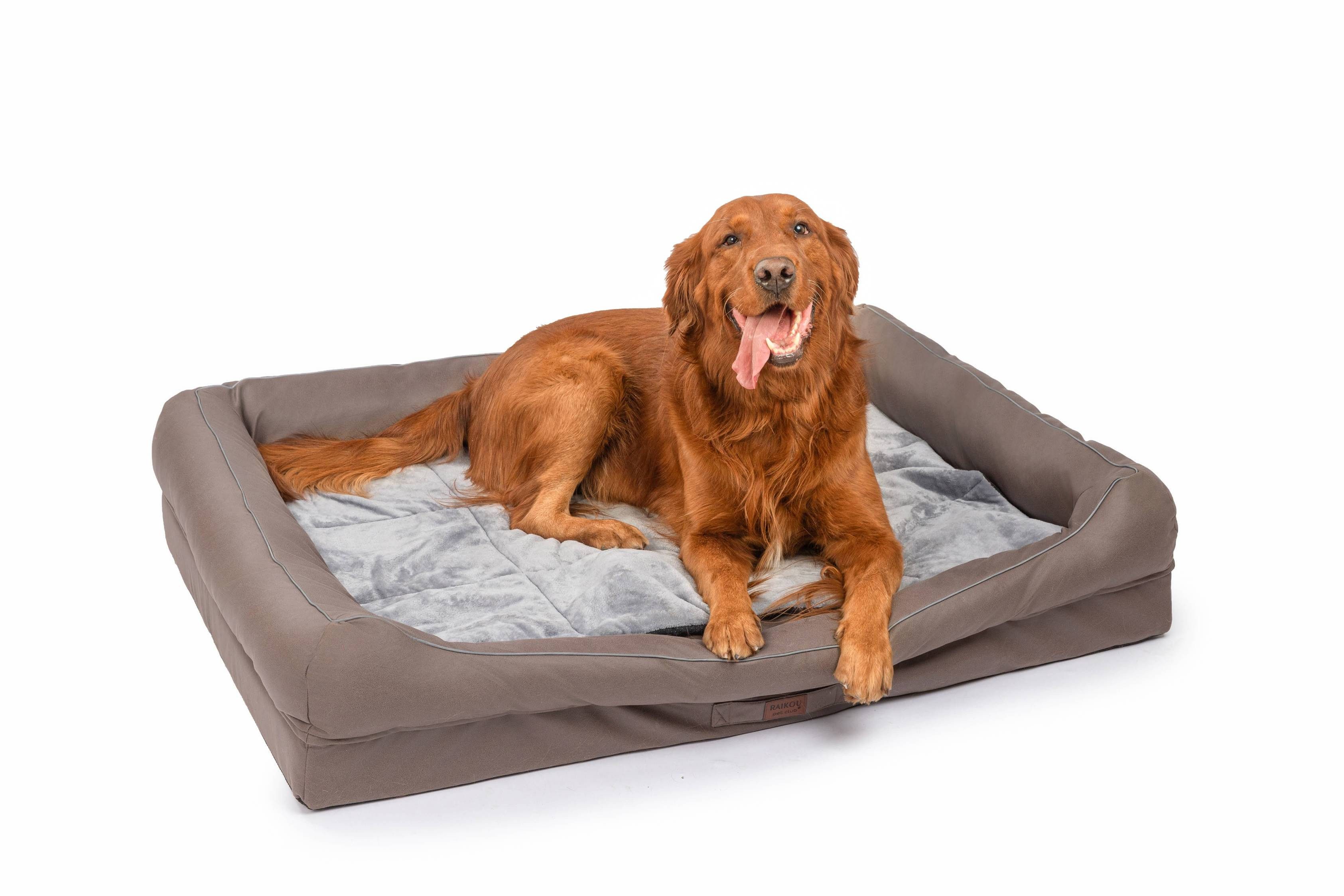 RAIKOU Hundematte Hundebett mit Abnehmbarem Kissen, Schlafplatz Hundesofa Tierbedarf, 100% Polyester, gepolstertes waschbares, mit Hundekissen