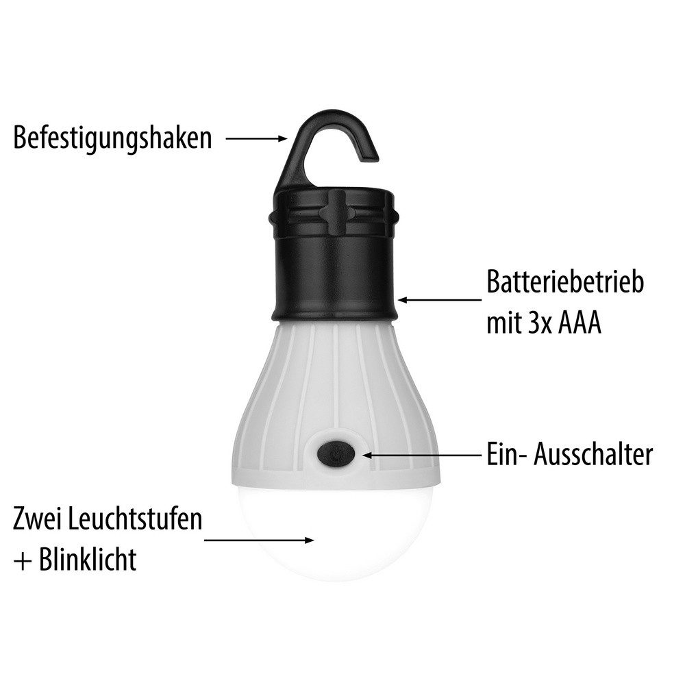 CALIMA Gartenleuchte Calima 46058 LED Camping-Leuchte 20 lm batteriebetrieben 76 g Weiß