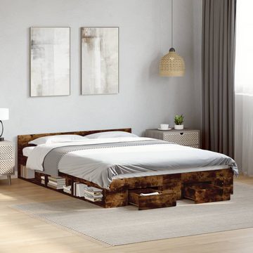 vidaXL Bett Bettgestell mit Schubladen Räuchereiche 140x200cm Holzwerkstoff