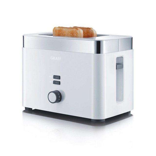 Graef Toaster TO 61, 2 Scheiben Toaster, wärmeisoliertes Gehäuse, Brötchenaufsatz