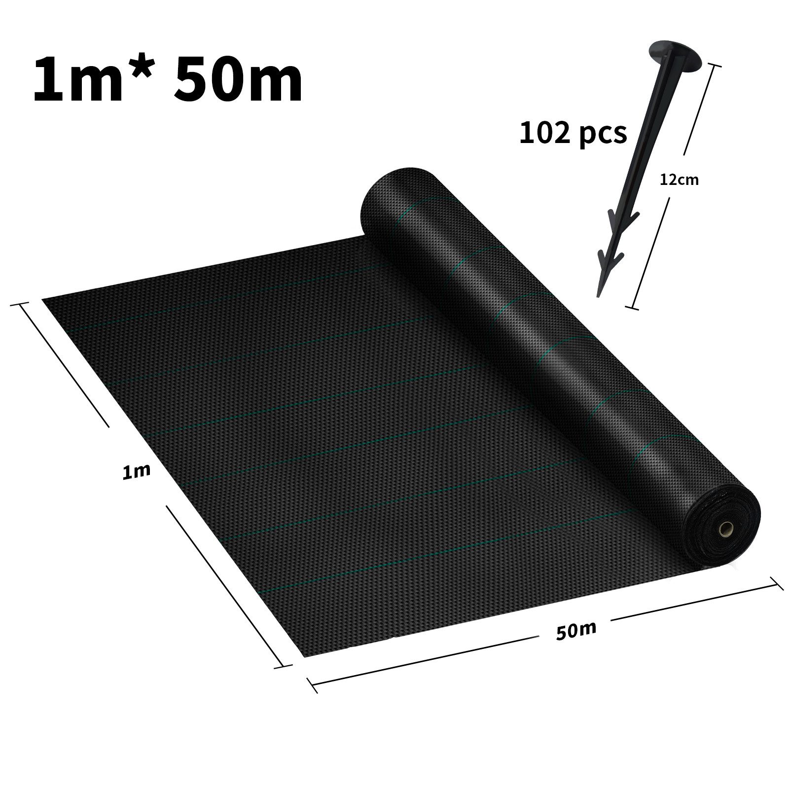 FIVMEN Pflanzenschutzdach Unkrautvlies Gartenvlies Unkraut Unkrautfolie Unkrautgewebe, 1x50m, Garten Sandkastenvlies Bodenschutzvlies zur Unkrautbekämpfung 100g/m²