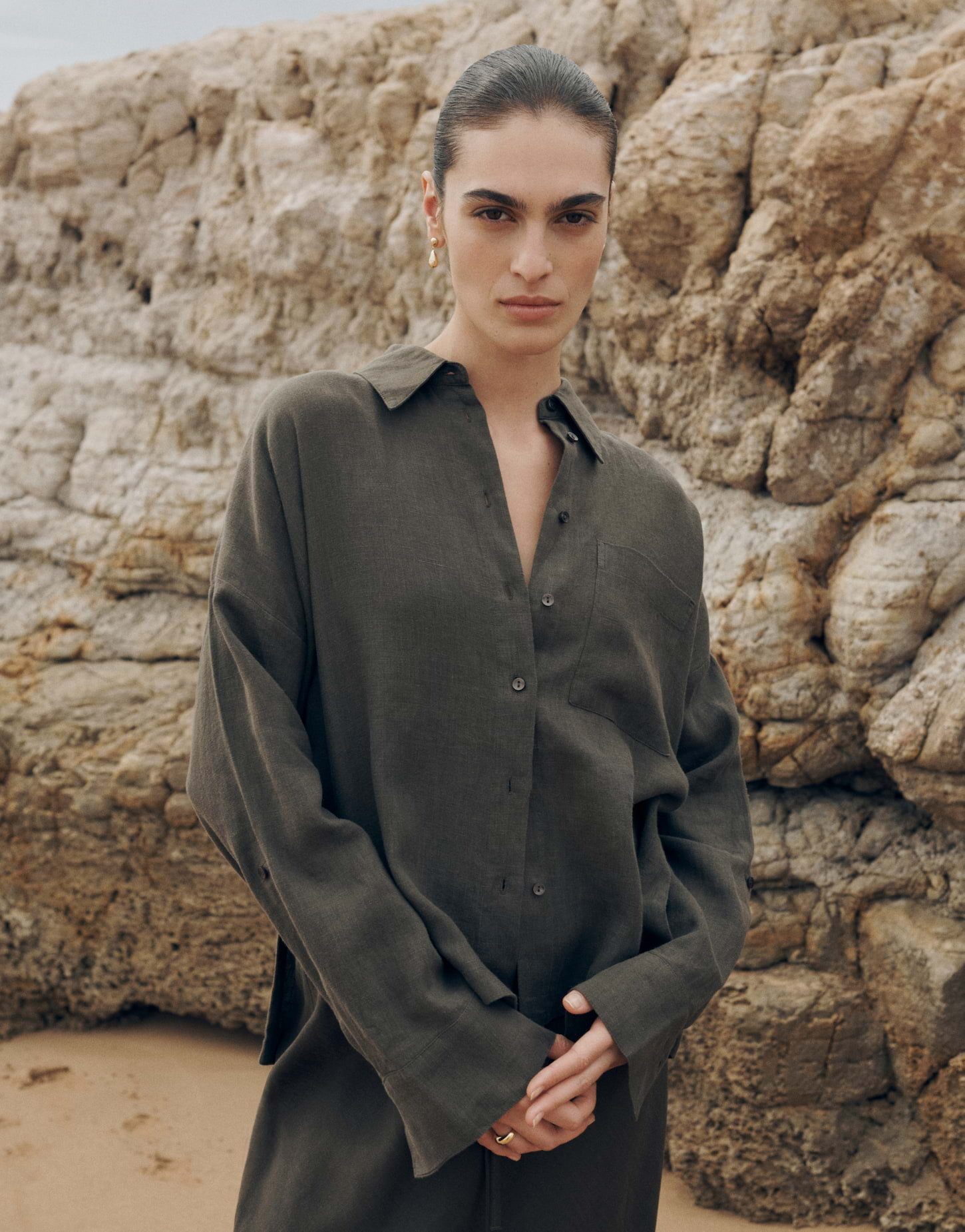 someday Langarmbluse Leinenbluse ZELINOLA