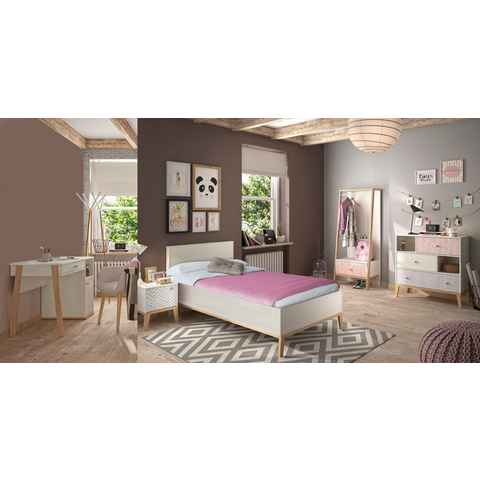 Gami Jugendzimmer-Set Alika, (Set, 5-St., Kleiderständer, Bett und Nachttisch,Kommode und ein Schreibtisch)