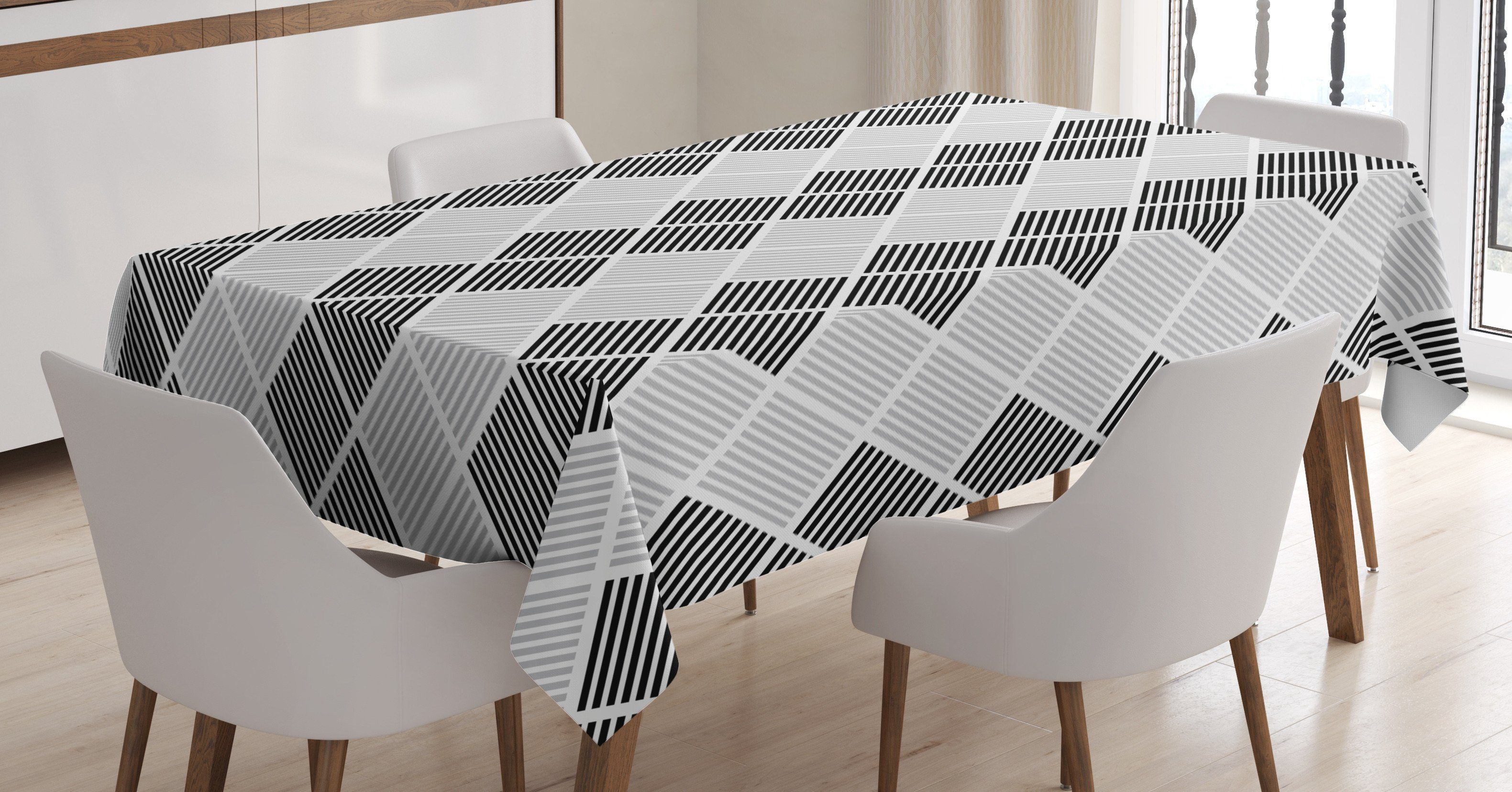 Abakuhaus Tischdecke Farbfest Waschbar Für den Außen Bereich geeignet Klare Farben, Geometrisch Abstrakt Symmetric Linien | Tischdecken