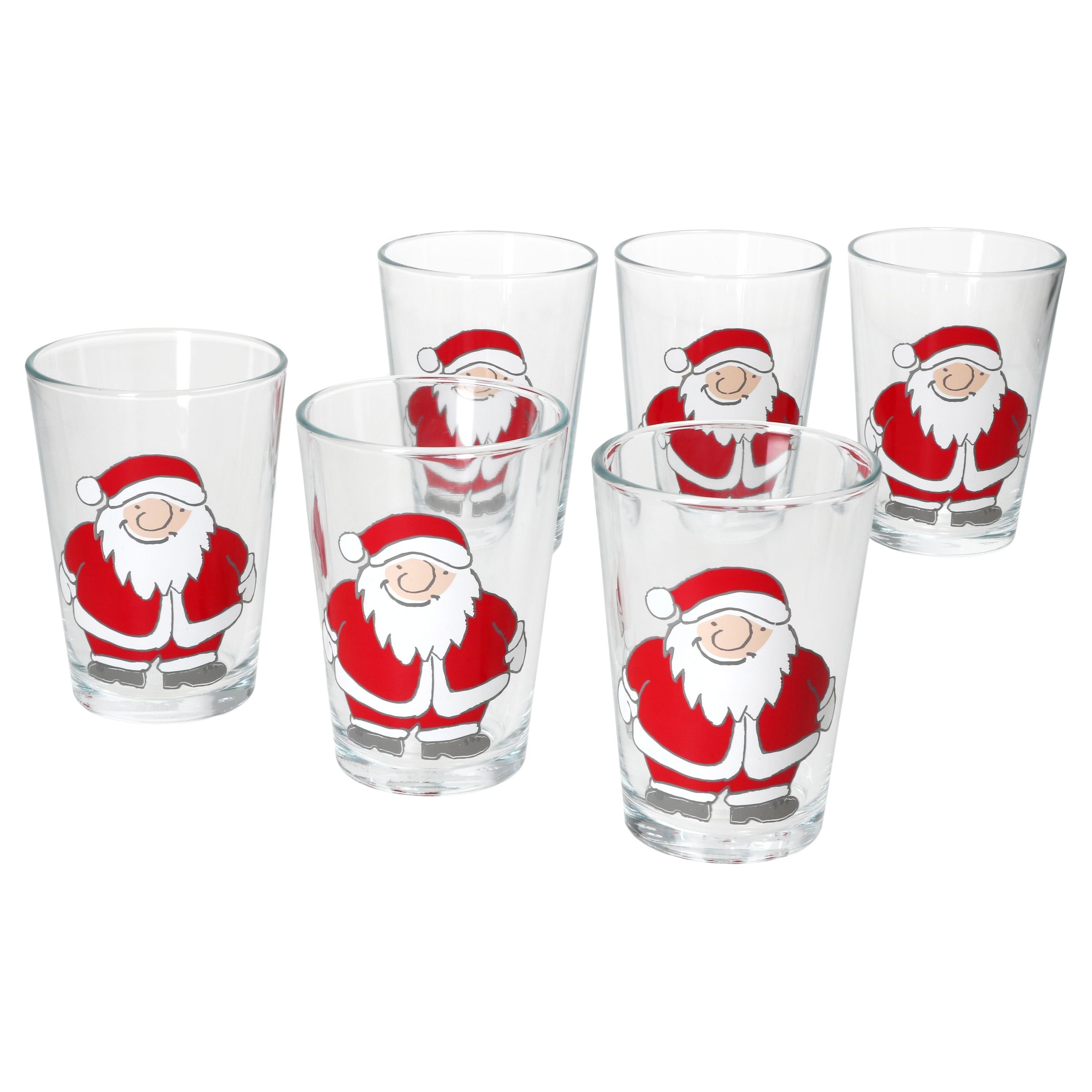 Ritzenhoff & Breker Glas Ritzenhoff Santa Winter 6x Glühwein-Gläser 240ml H11cm Tee-Glas, Glas, Weihnachtsgeschirr, Weihnachten, Weihnachtsset, Geschirr