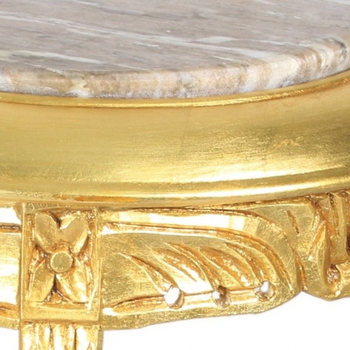 x Barock Padrino Stil Marmorplatte Beistelltisch mit Gold cm Antik Beistelltisch 50 - Blumen Telefon Casa Rund cremefarbener Tisch 35