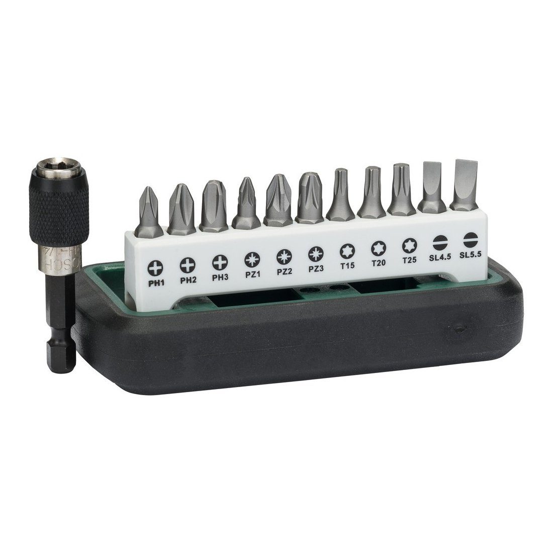 Montagewerkzeug DIY 12tlg.Kompakt Bitset 3x Torx,6x Kreuzschlitz,2xSchlitz,Halter