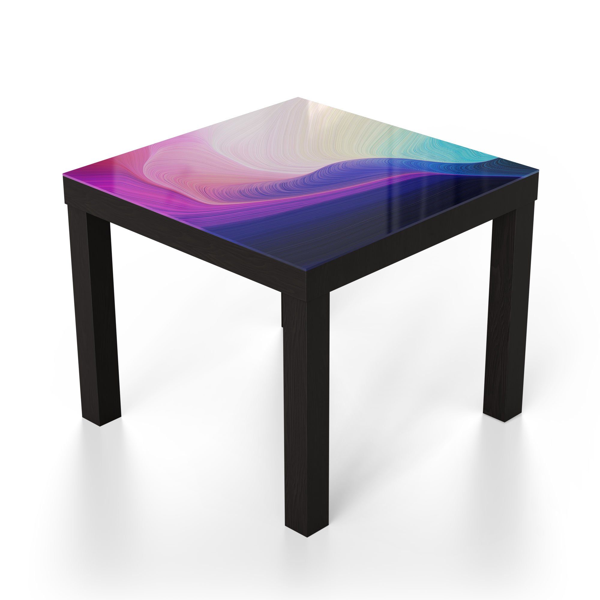 DEQORI Couchtisch 'Polychromer Farbfluss', Glas Beistelltisch Schwarz Glastisch modern