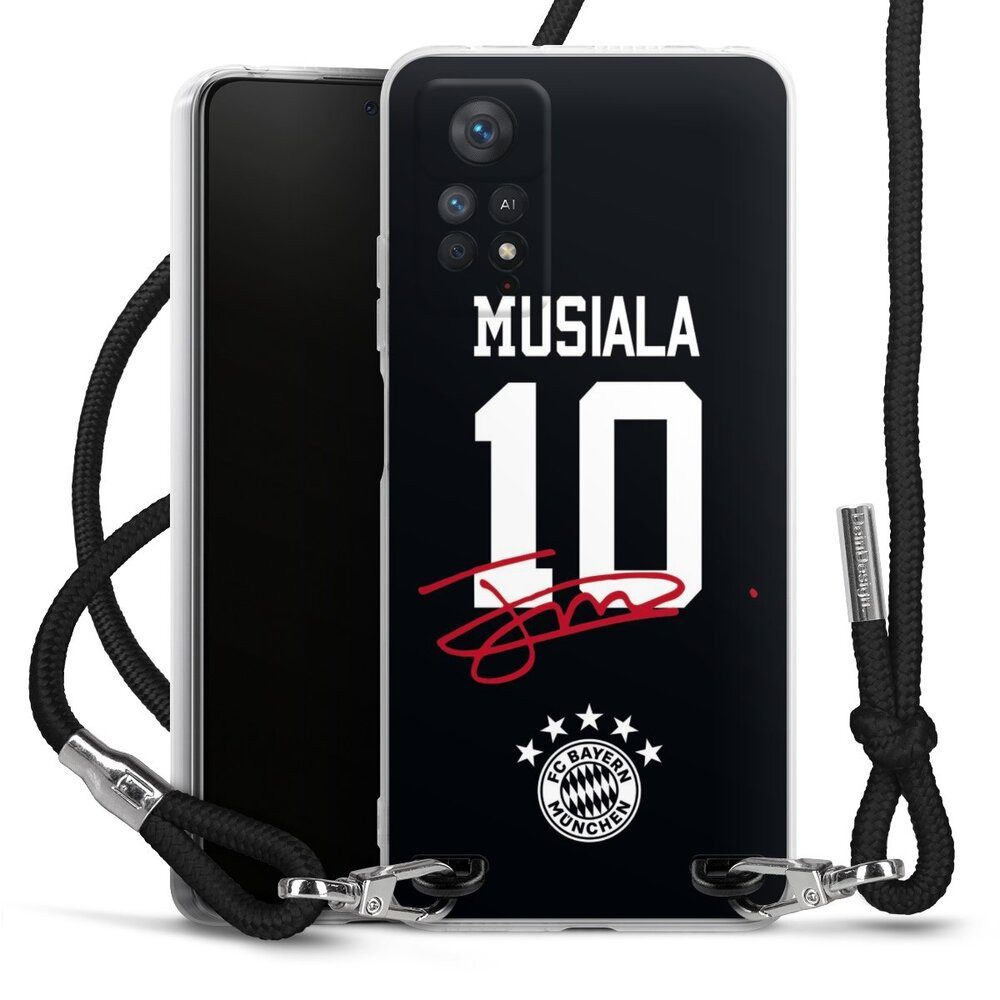 DeinDesign Handyhülle FC Bayern München Jamal Musiala FCB Musiala 10, Xiaomi Redmi Note 11 Pro 5G Handykette Hülle mit Band Cover mit Kette
