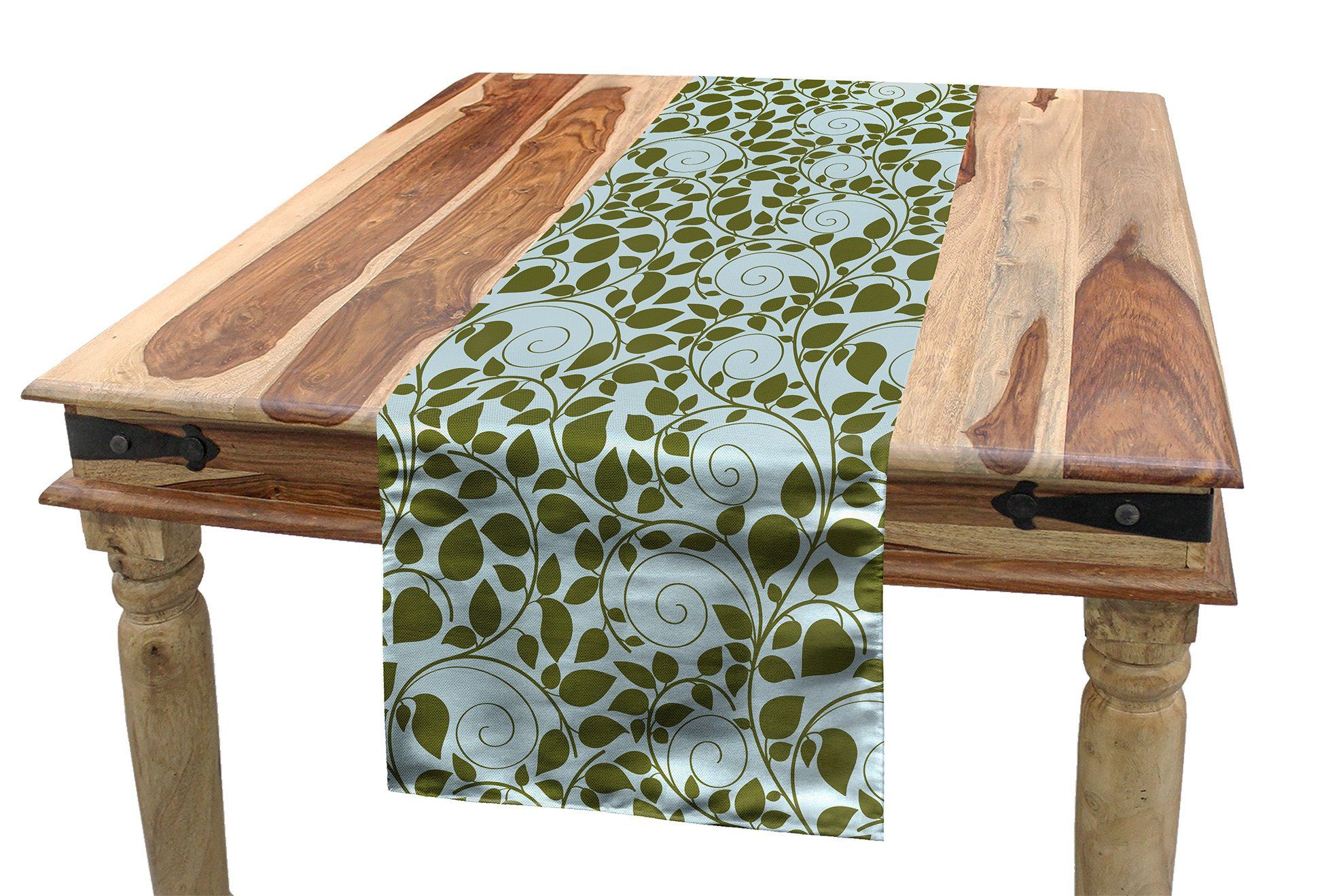 Abakuhaus Tischläufer Esszimmer Küche Rechteckiger Dekorativer Tischläufer, Blätter Silhouetten von Swirl Stielen
