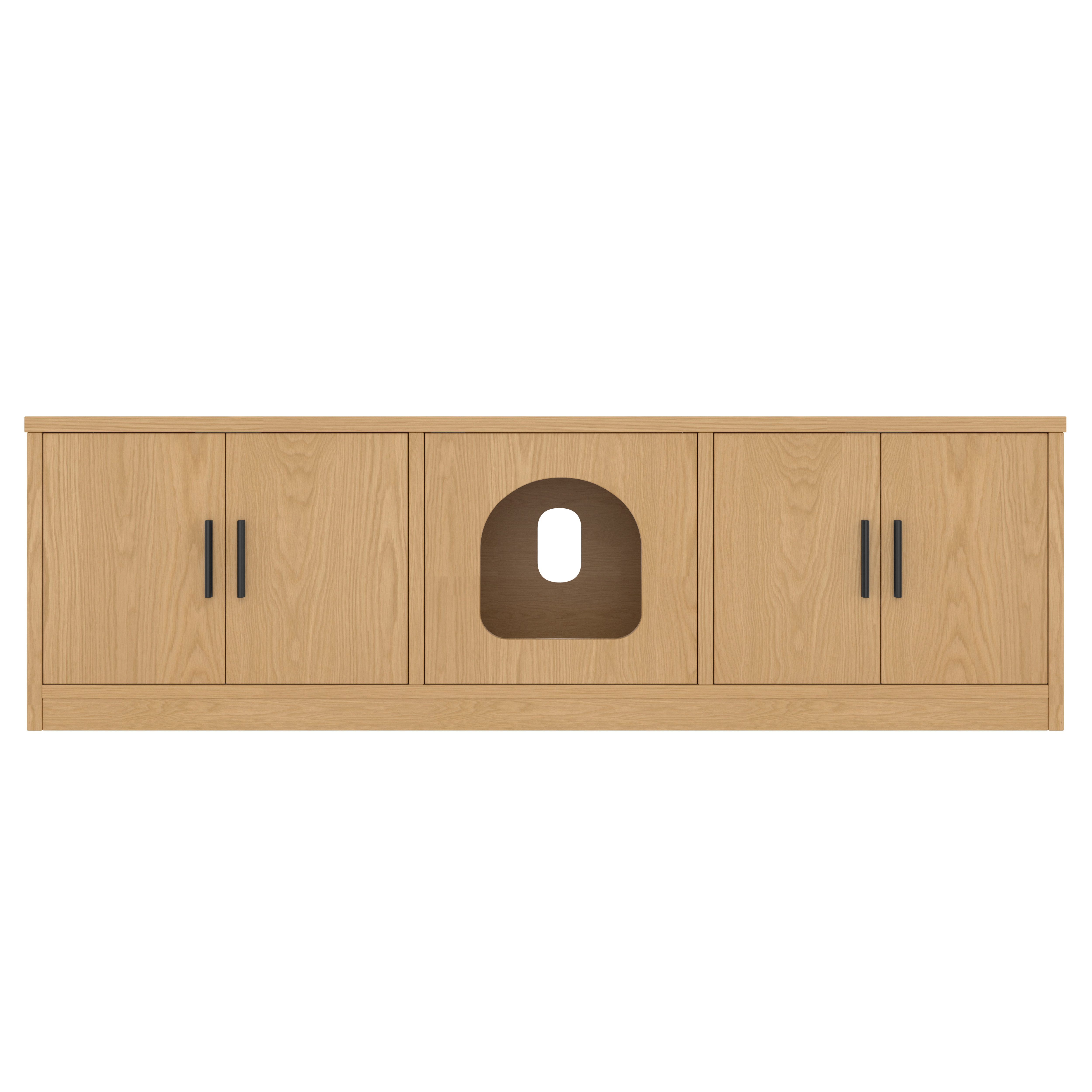 i@home Katzentoilette 4-in-1 Katzenschrank 140×40×45 cm, Verstecktes Katzenklo, Schuhschrank, Kratzmatte & Sitzbank, Belüftung