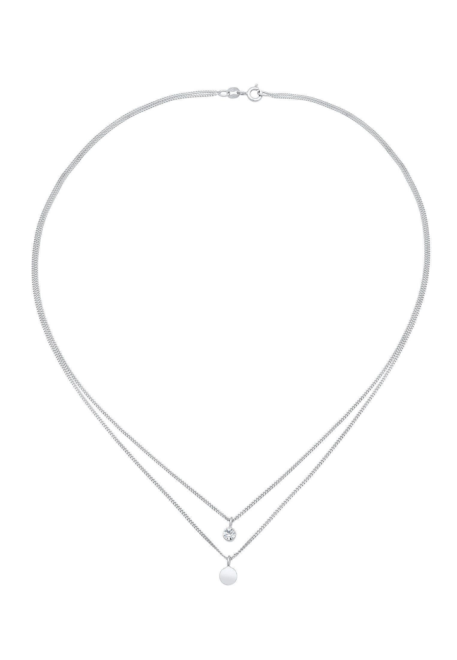 Elli Ketten-Set Layer Plättchen mit Kristallen von Swarovski® 925 Silber, Plättchen
