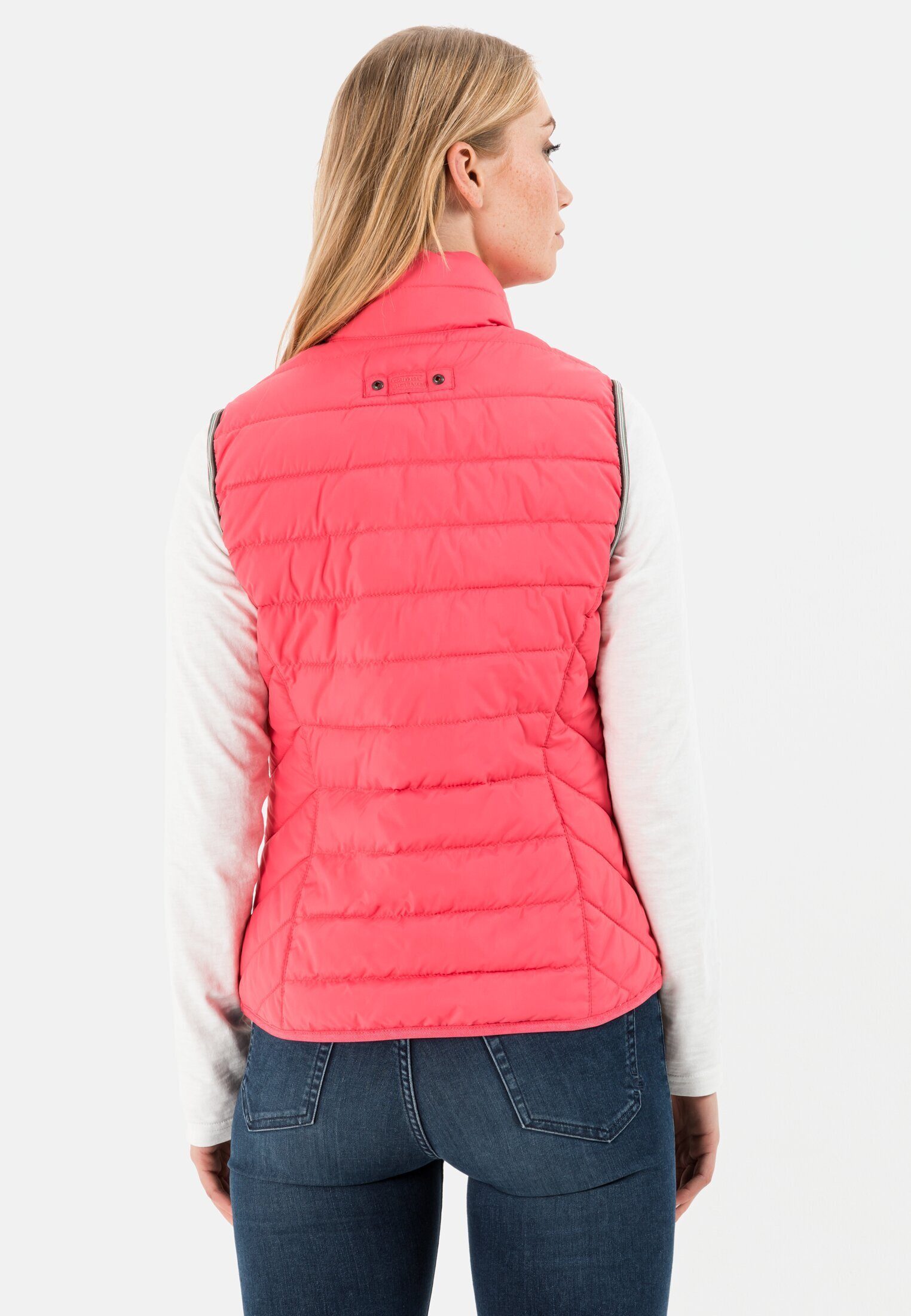 Steppweste Pink mit active Stehkragen aus Polyester camel recyceltem