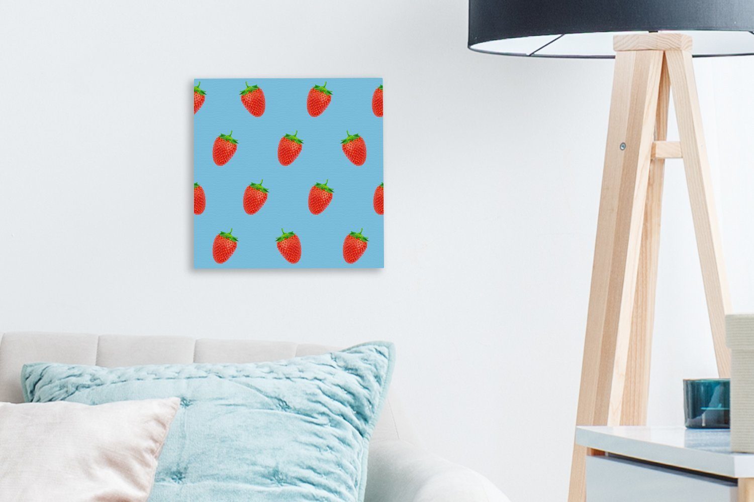 OneMillionCanvasses® Leinwandbild Erdbeere - Schlafzimmer - Leinwand St), Wohnzimmer für Muster Sommer, Bilder (1