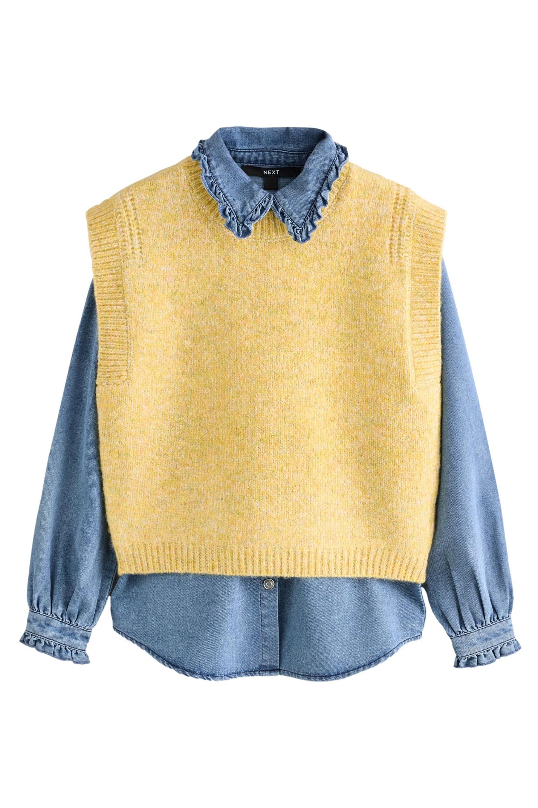Next Pullunder Pullover mit Denim-Hemd-Detail und günstig online kaufen