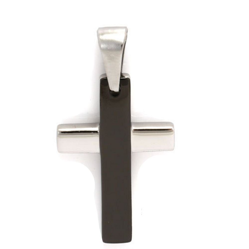 BUNGSA Anhänger Set Anhänger Kreuz zweifarbig Silber aus Edelstahl Unisex (1-tlg), Pendant Halsketten