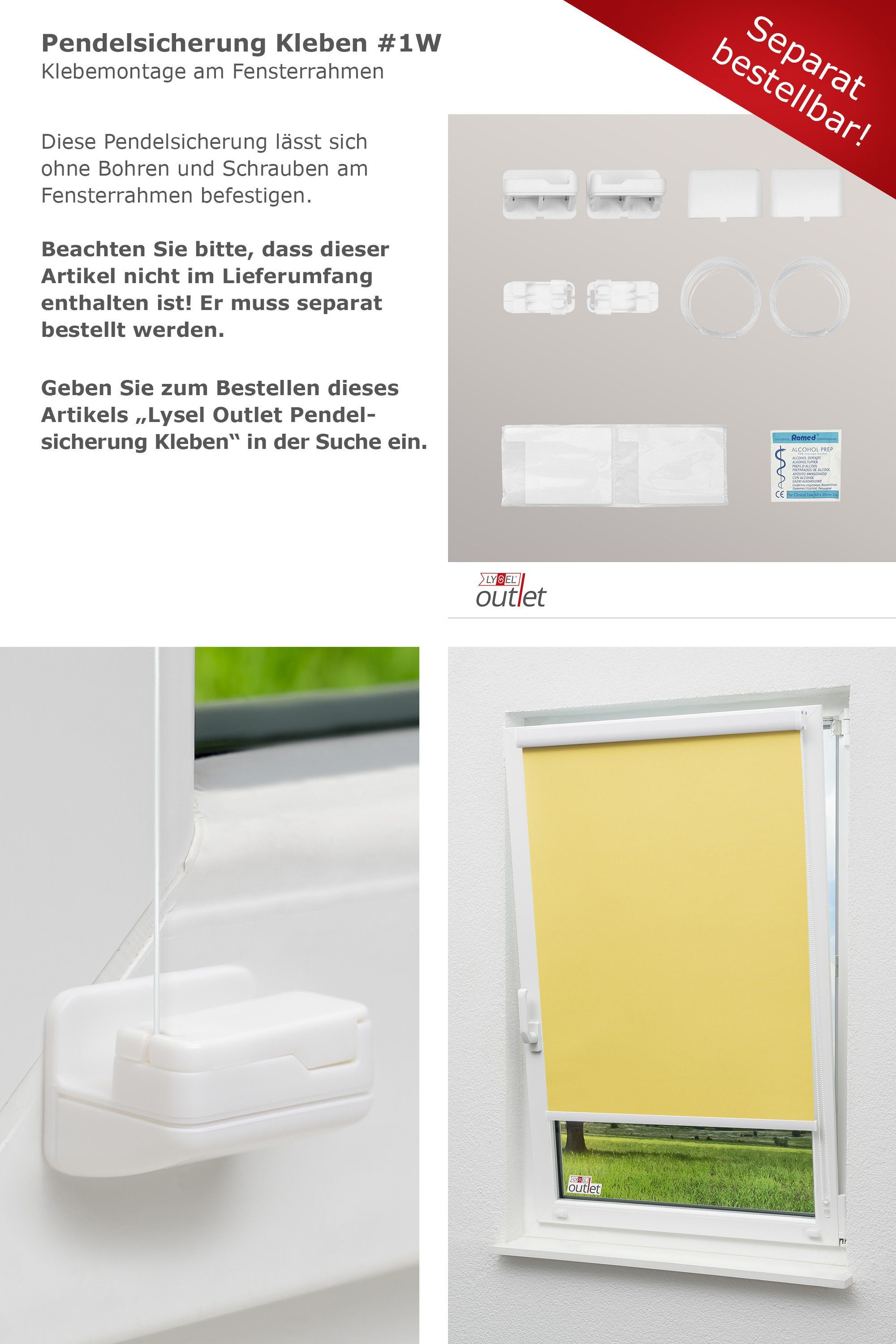 abdunkelnd, LYSEL®, Lysel Outlet 175x40cm Gelb, Verdunklungsrollo Kassettenrollo VD HxB