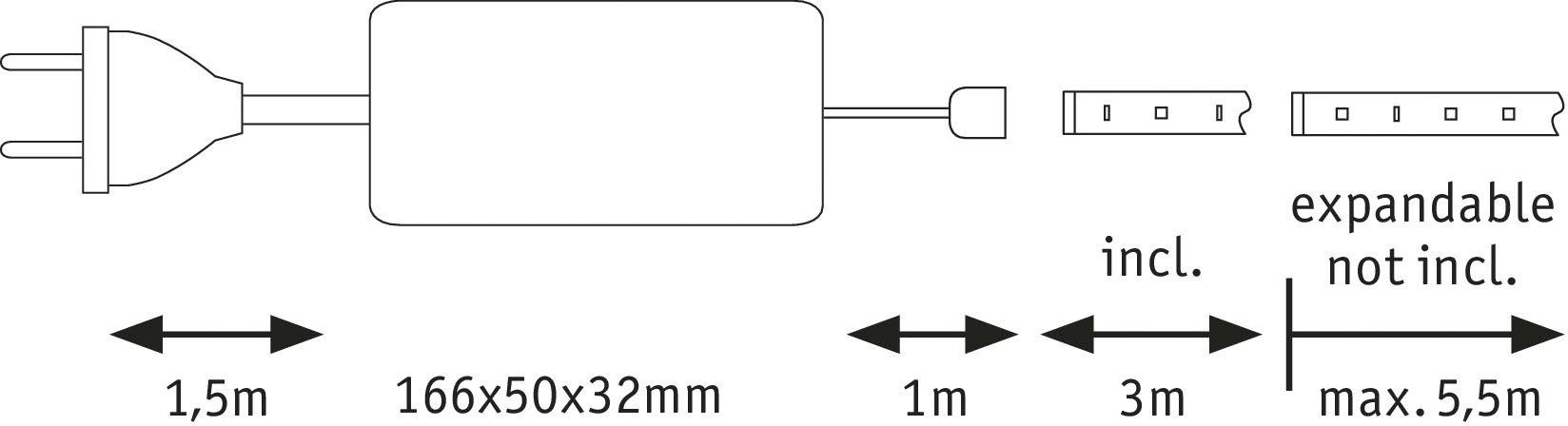 34W beschichtet, 1-flammig LED-Streifen Paulmann 3300lm MaxLED IP44 Tageslichtweiß Basisset 1000 3m