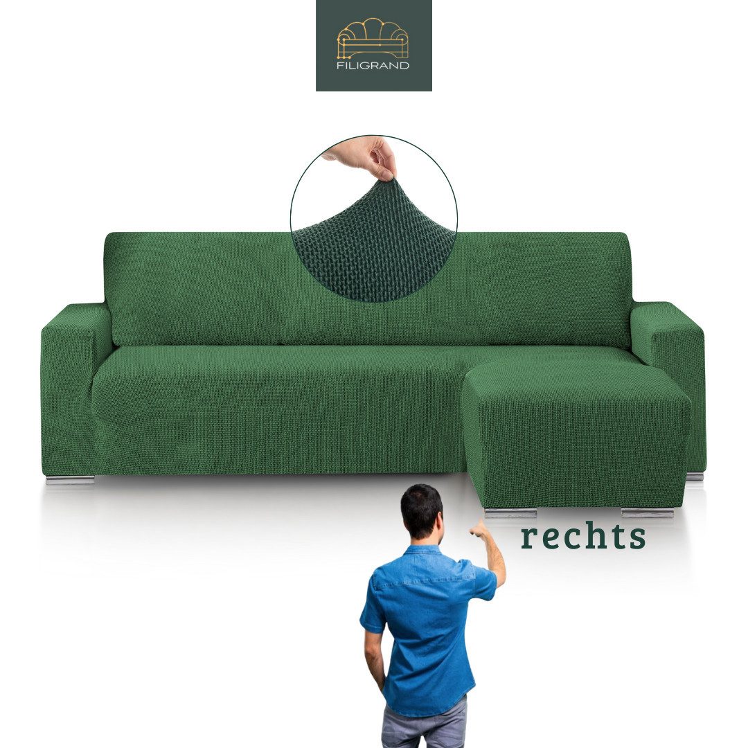 Belmarti Sofahusse 1-teiliger Sofabezug für L-Form mit Ottomane, hergestellt in Spanien, elastisches Material, hochwertiger und langlebiger Baumwollmix