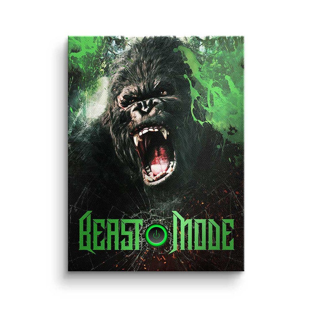 DOTCOMCANVAS® Leinwandbild Beast Mode Gorilla, Premium Leinwandbild - Motivation - Beast Mode Gorilla - Hustle - Bü ohne Rahmen