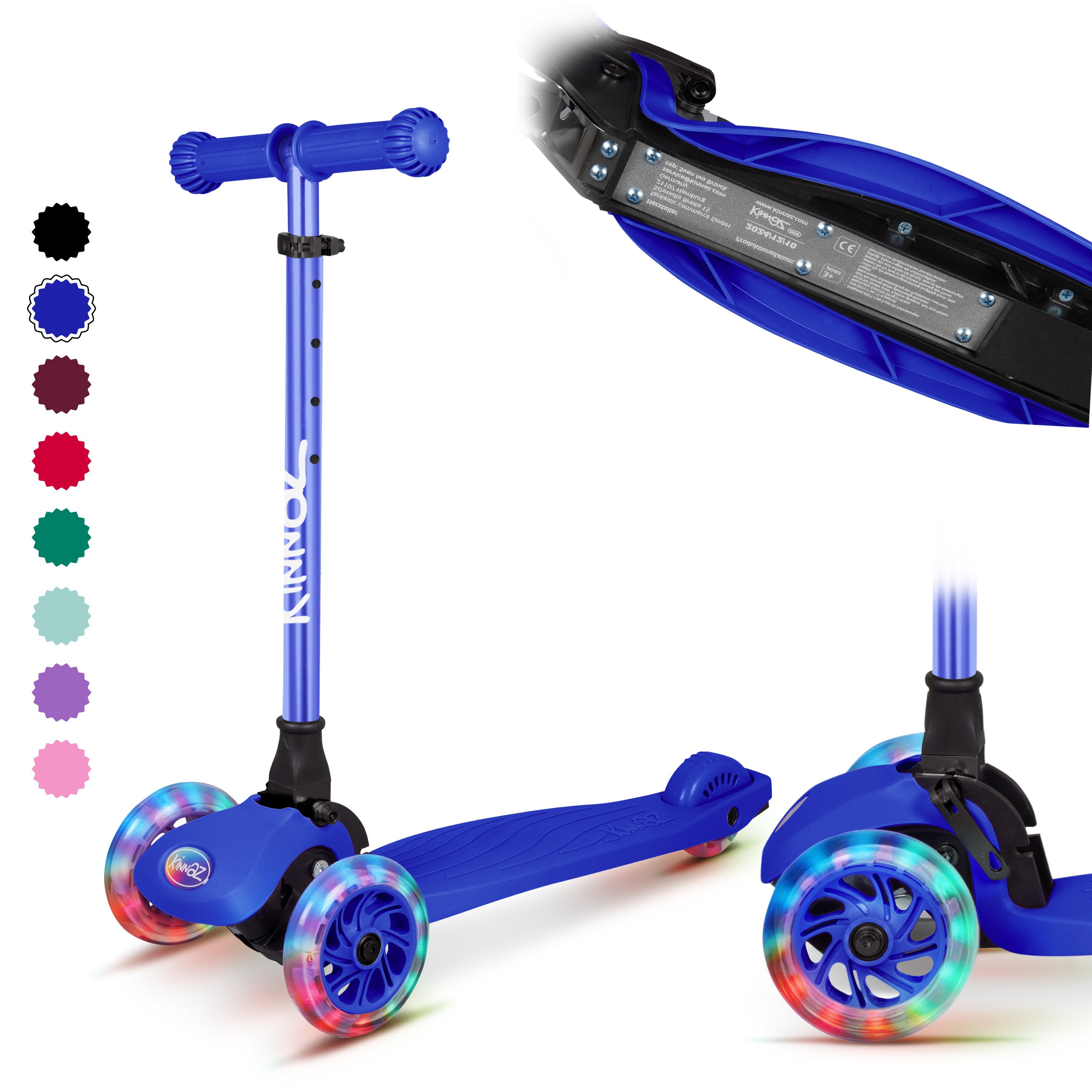 Dreiradscooter Kinderroller ab 3 Jahre, LED, faltbar, Premium, Roller Kinder 4 Jahre