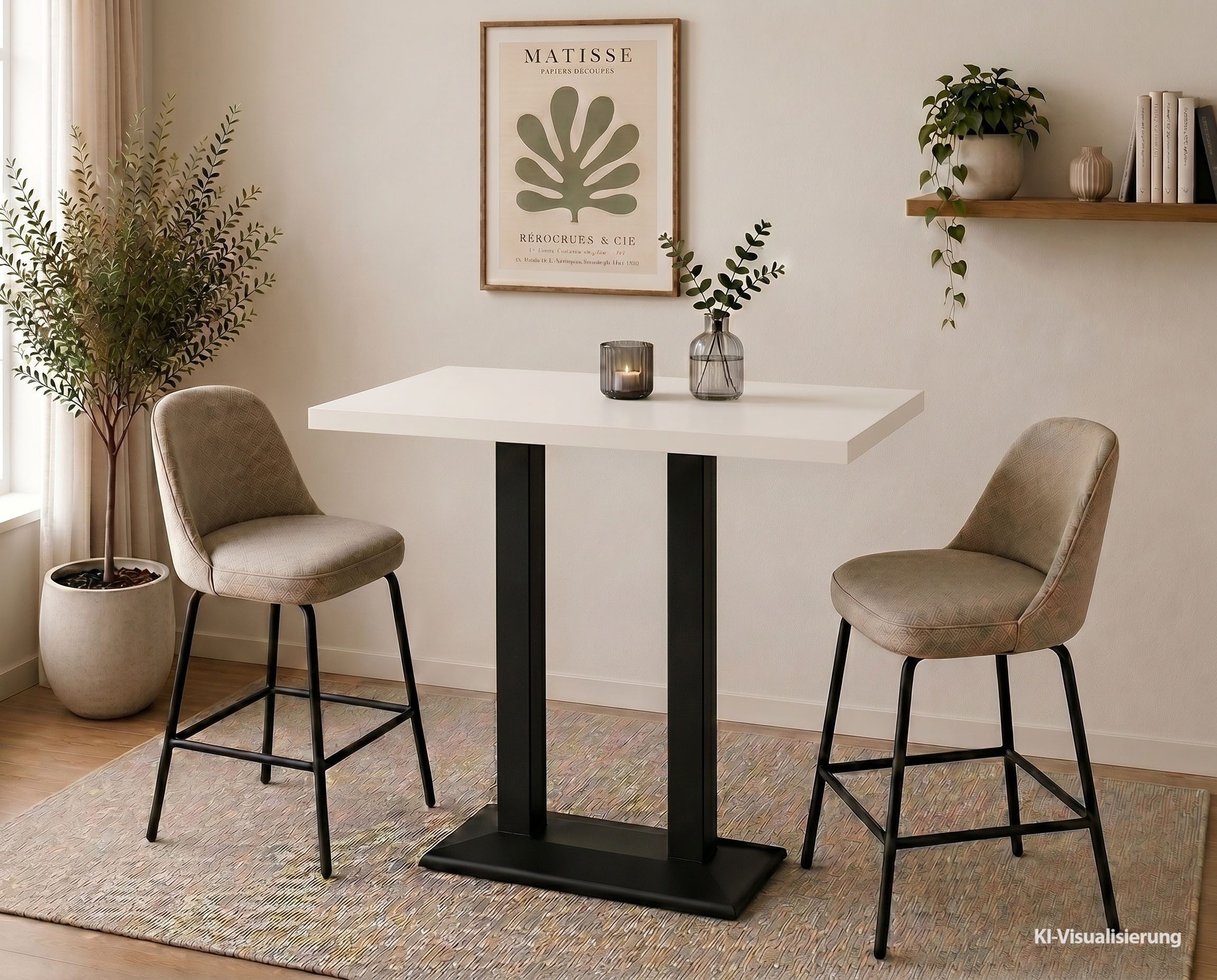 Mäusbacher Bistrotisch Big Bistro Metall, Doppelsäulengestell, eckige Platte BHT 120x105x70 cm