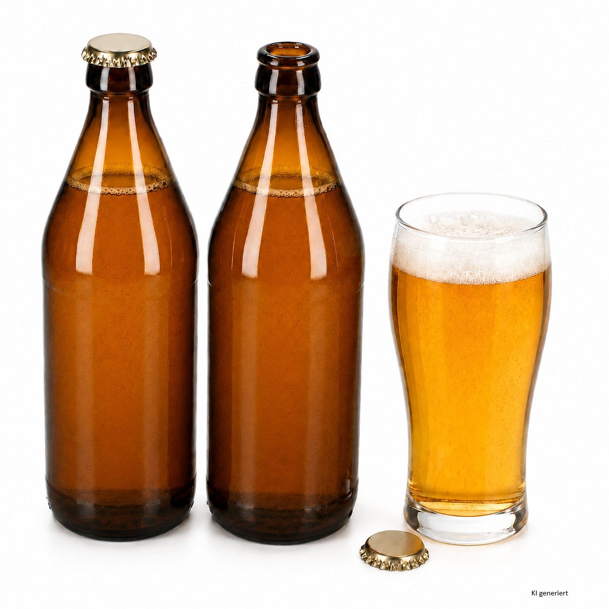 MamboCat Glas 24er Set Bierflaschen Braun 0,5L mit 30 Kronkorken Gold zum Abfüllen, Glas – Bild 3 von 5