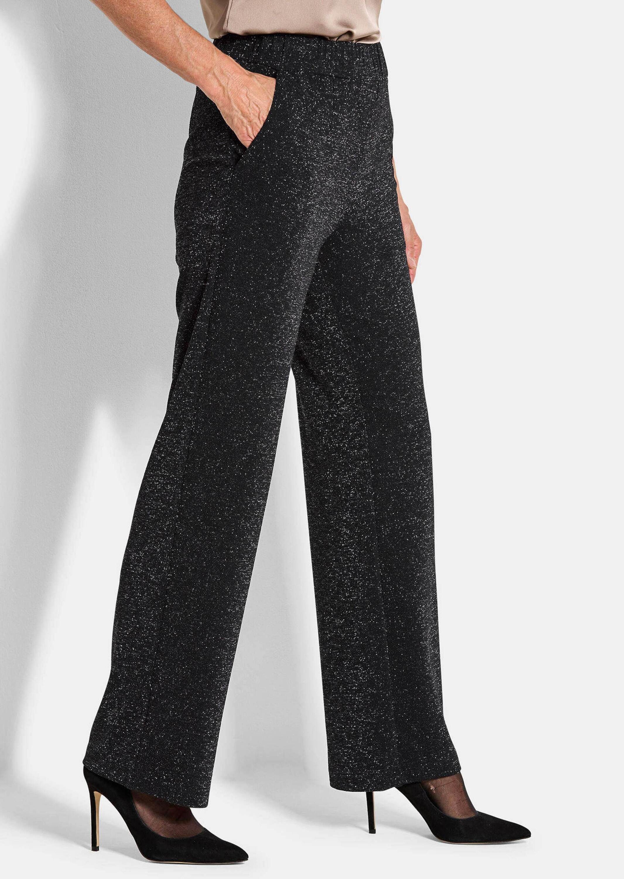 GOLDNER Schlupfhose Kurzgröße: Glänzende, weite Jerseyhose VERA Weite Hose mit elastischem Bund und Silberglanz – Bild 4 von 5