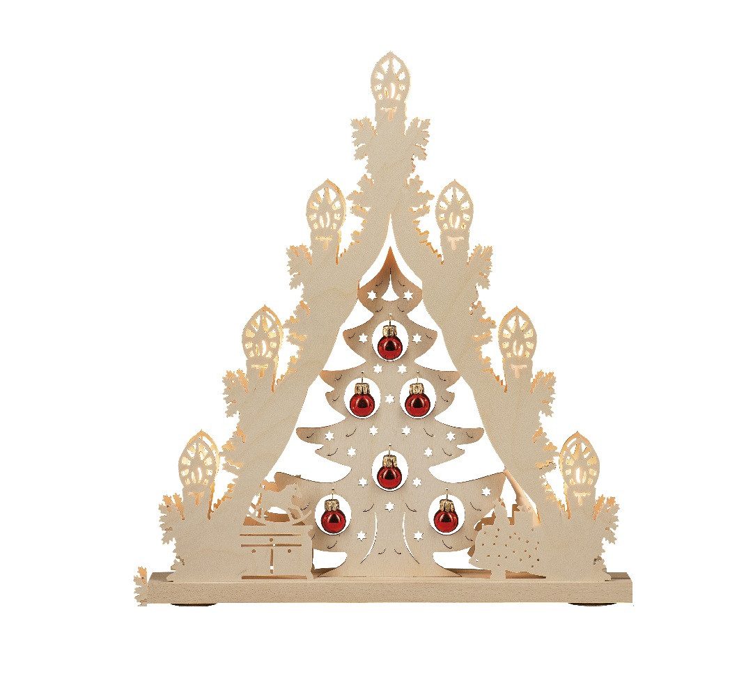 Weigla LED Schwibbogen "Lichterspitze 7 flg. "Weihnachtsbaum mit roten oder goldenen Kugeln"