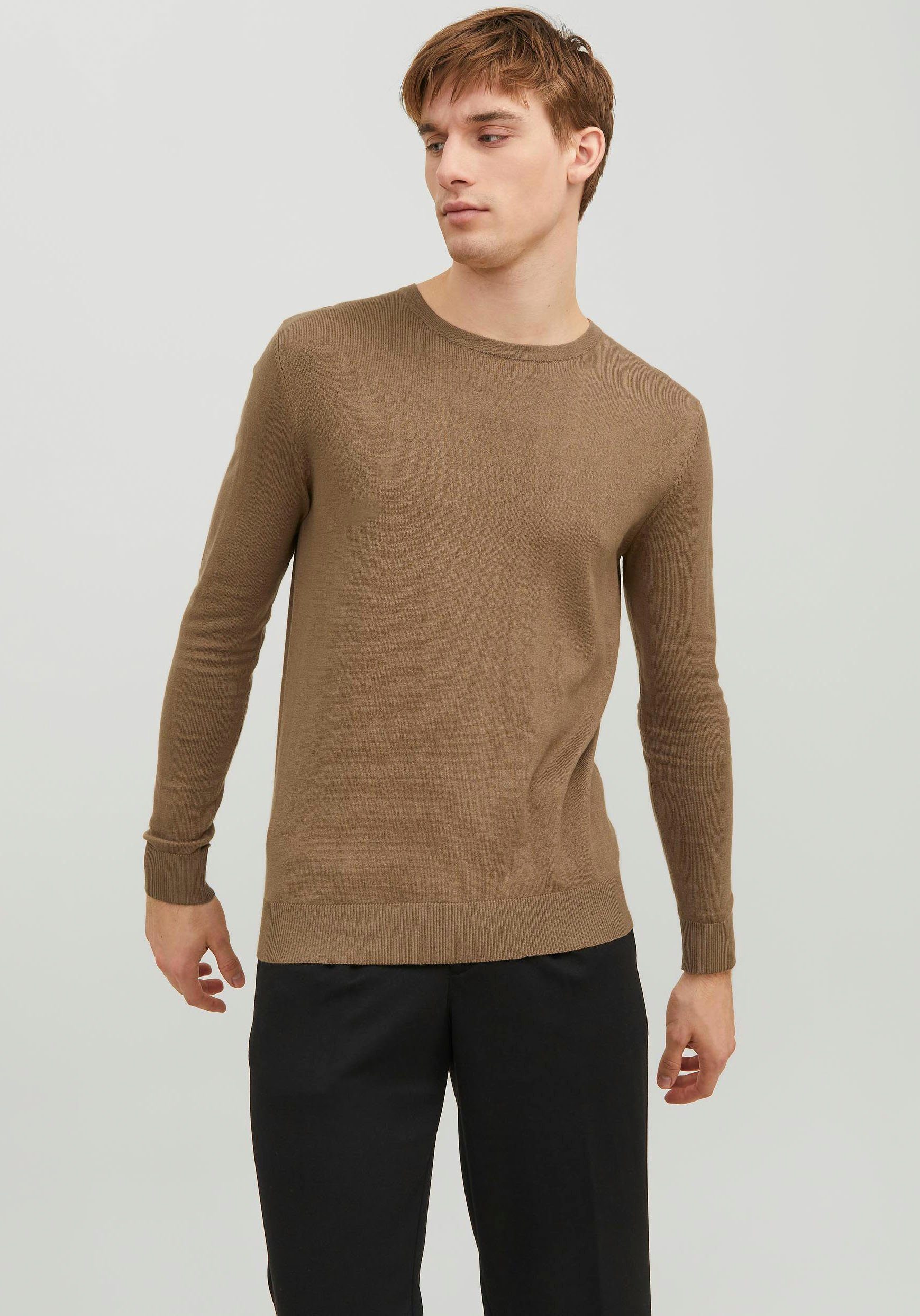 Jack & Jones Rundhalspullover JJEEMIL KNIT CREW NECK NOOS Otter