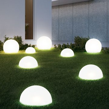 etc-shop LED Solarleuchte, LED-Leuchtmittel fest verbaut, Warmweiß, Solarleuchte Stecklampe Außenleuchte LED 5x Halbkugeln 3x Kugeln