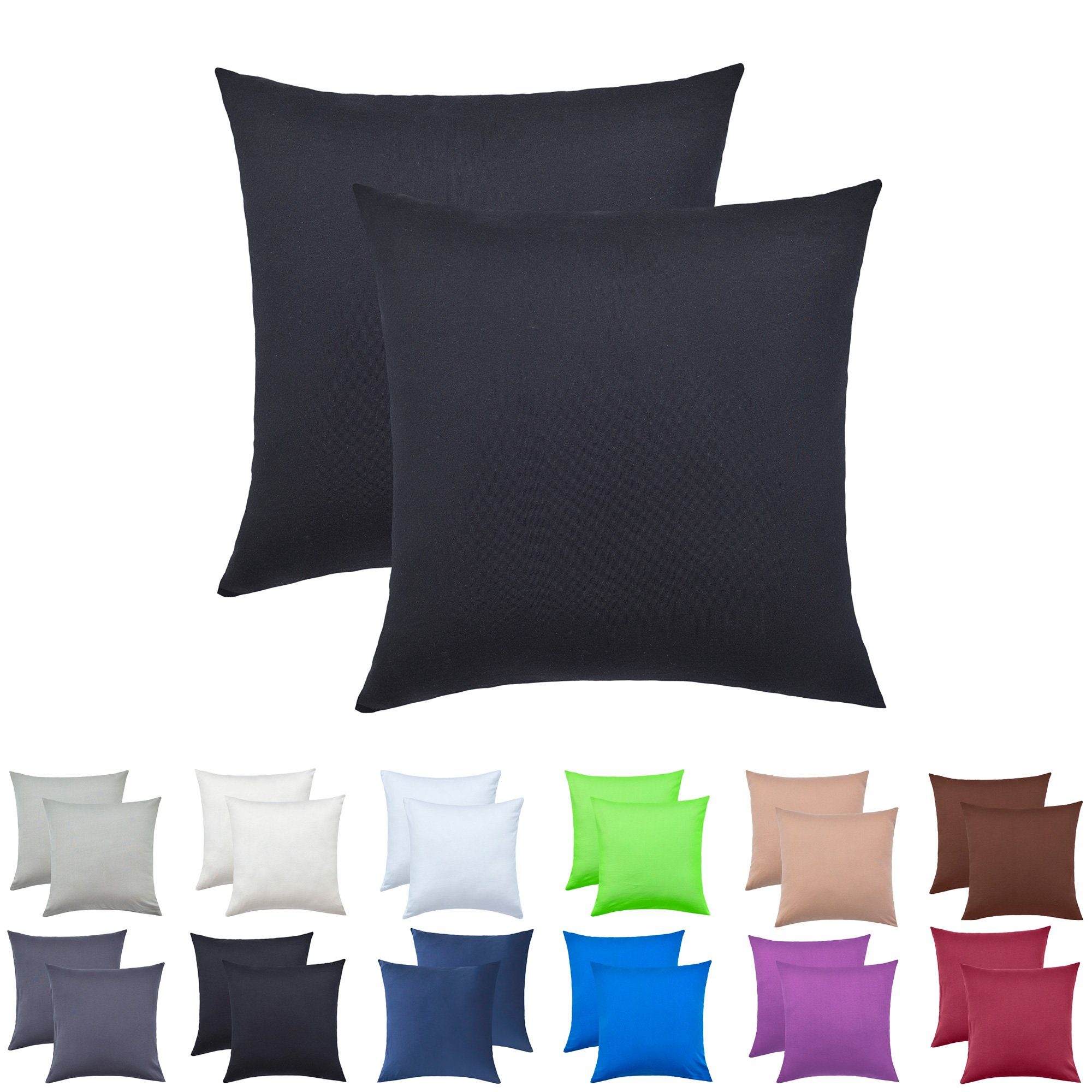 NatureMark Наволочки 2er Pack Jersey Kissenbezug Kissenhülle, (2 Stück), Kissenhülle in vielen Größen und Farben (40 x 40 cm, Schwarz)