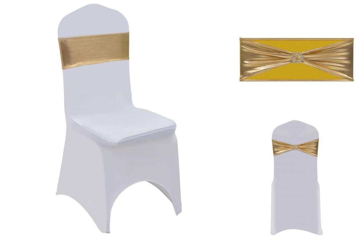 Stuhlhusse 25 Stk Dehnbare Stuhlbänder mit Diamantenschnalle Golden Stuhlbezug, vidaXL