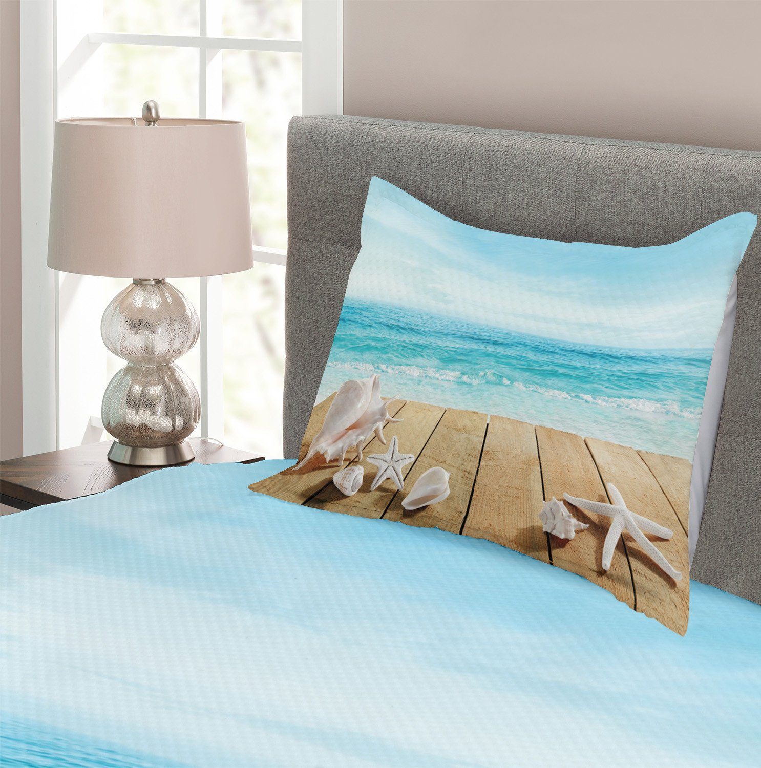 Waschbar, Sonnenschein Set mit Abakuhaus, Tagesdecke Kissenbezügen Malediven Strand Deck