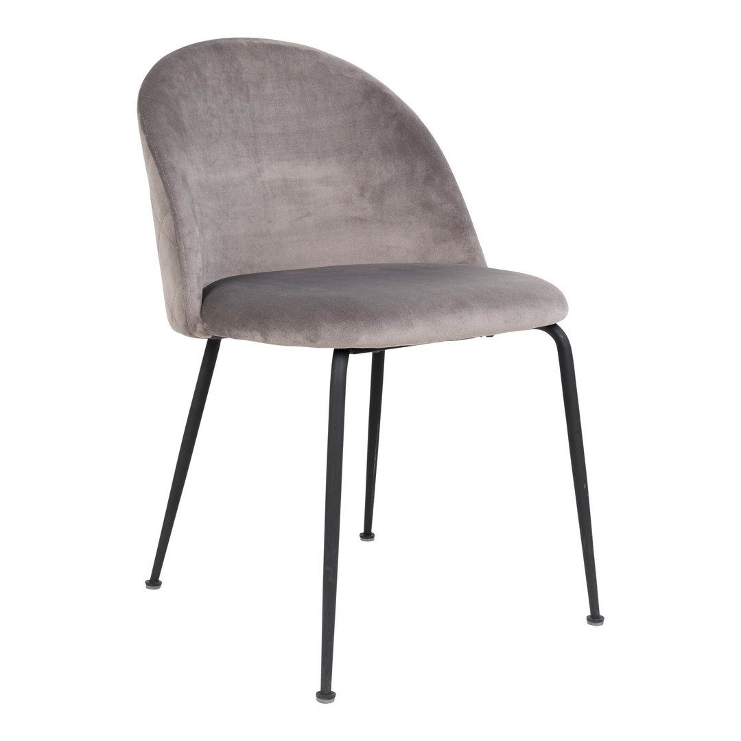 House Nordic Esszimmerstuhl Geneve Dining Chair – Esszimmerstuhl aus Samt, grau mit schwarzen B...