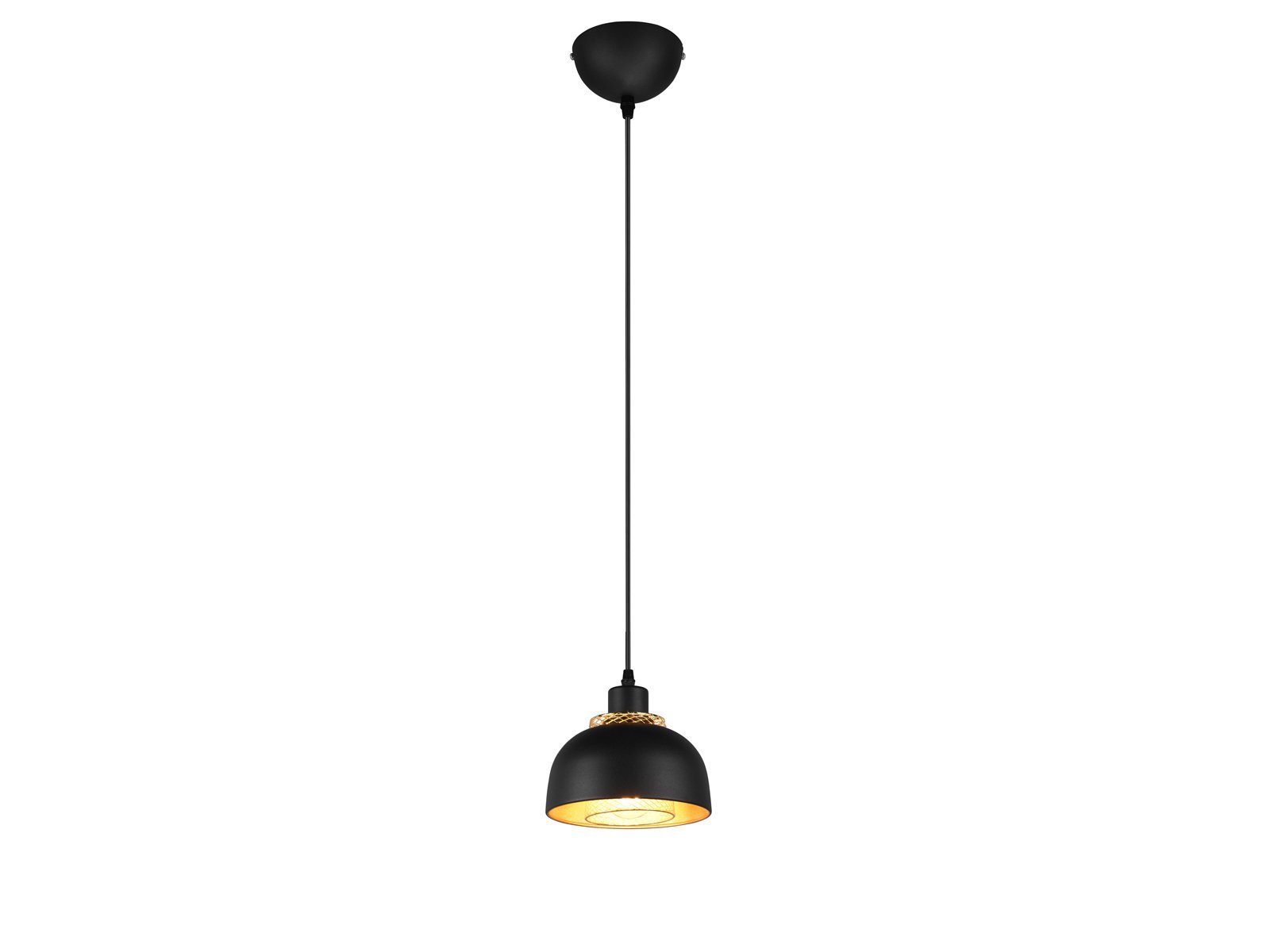 Reality Leuchten LED Pendelleuchte, Dimmfunktion, LED wechselbar, warmweiß, Designer Esstischlampe einflammig über Kücheninsel Schwarz Gold, 18cm