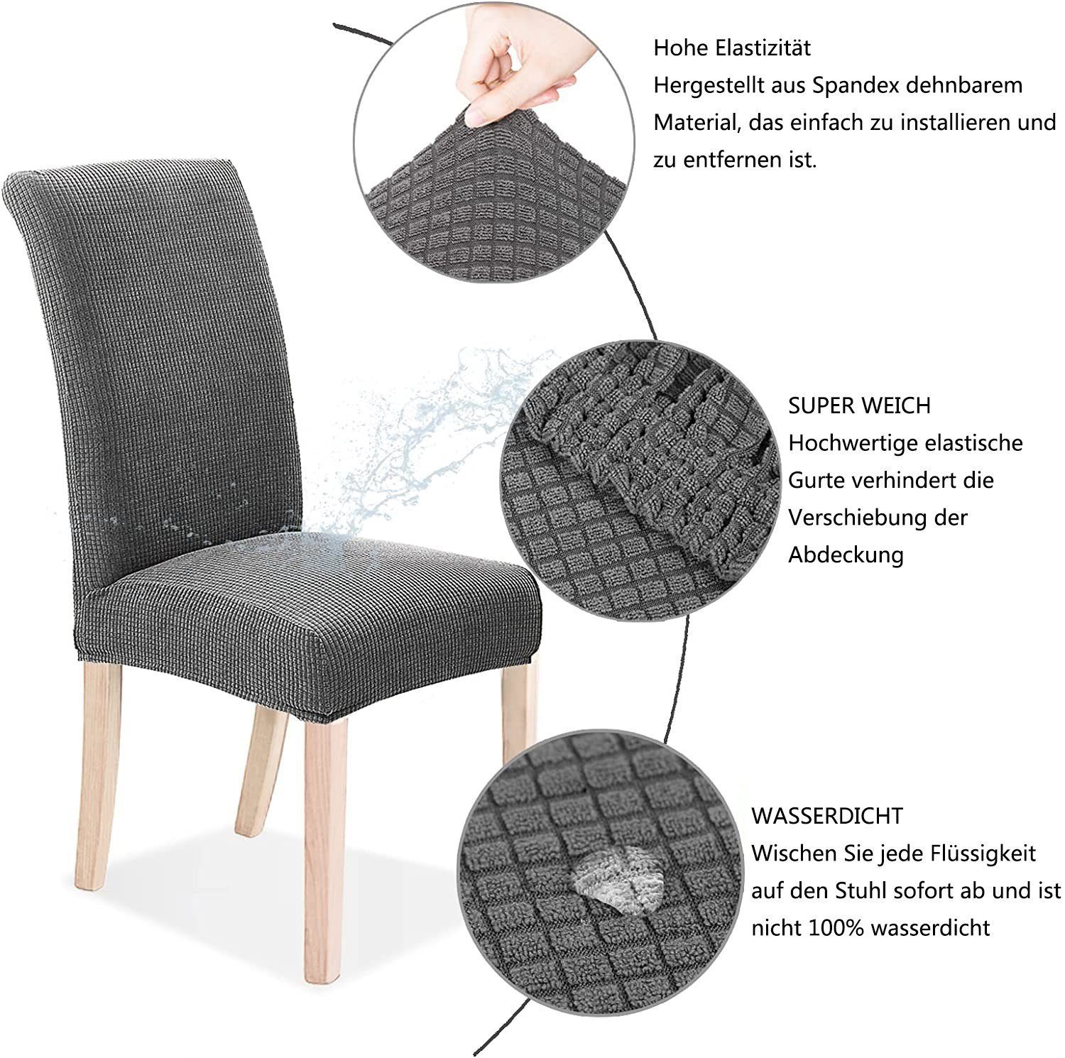 LENBEST Stuhlhusse Stühle Stretch Bi-Elastic, Hussen, Stuhlbezüge, Stuhlhussen Schutz