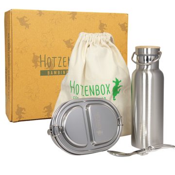 Hotzenbox Lunchbox Bambino Brotdosen Set mit Thermosflasche Edelstahl, Premium, Mini 500ml, Trenner, Auslaufsicher 2 Fächer/plastikfrei nachhaltig, Hotzenbottle, Lunchbox Brotbox Vesperdose Pausenbrot Brotzeitbox