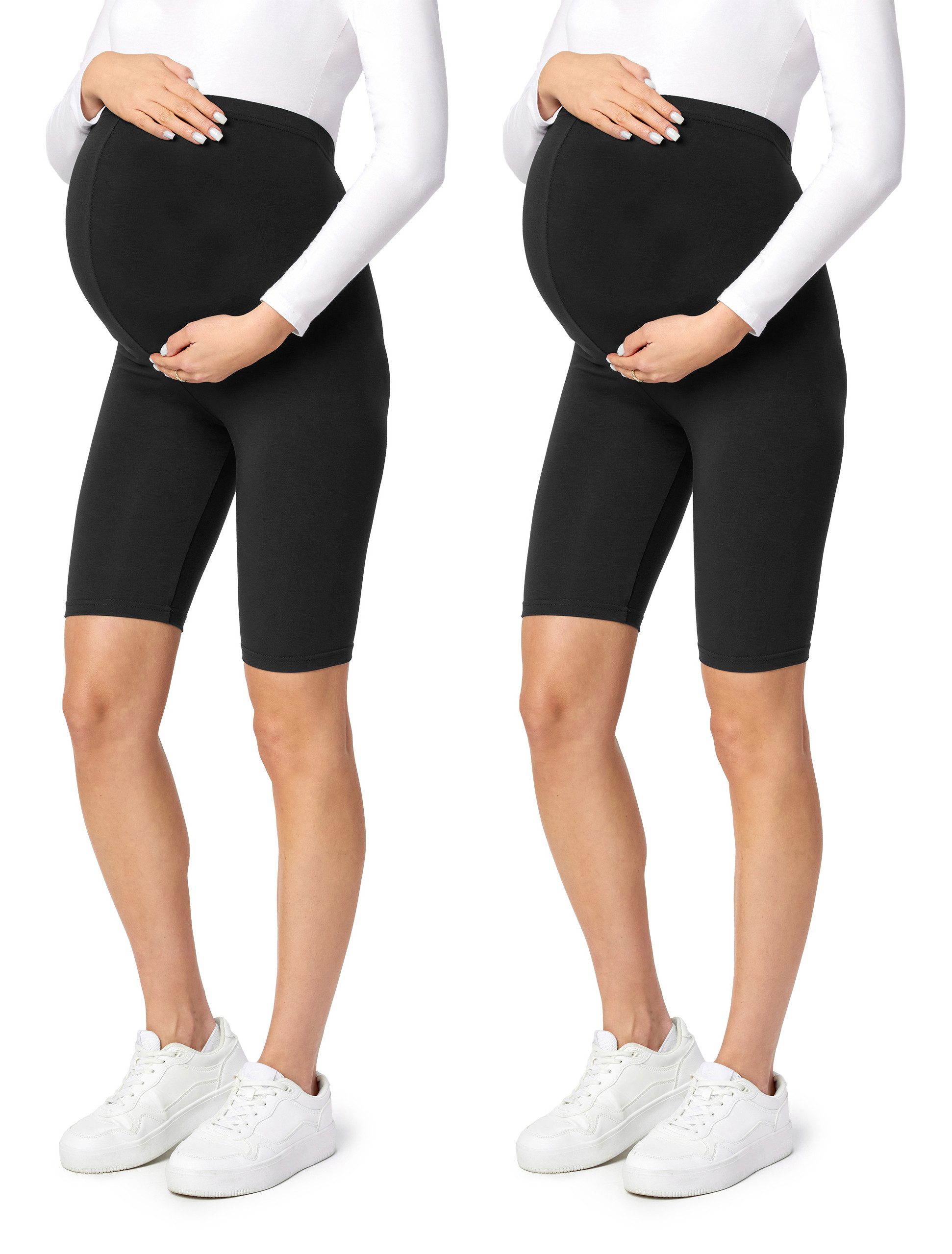 Be Mammy Umstandsleggings Damen Kurze Leggings BE-04 (2-tlg) aus Viskose