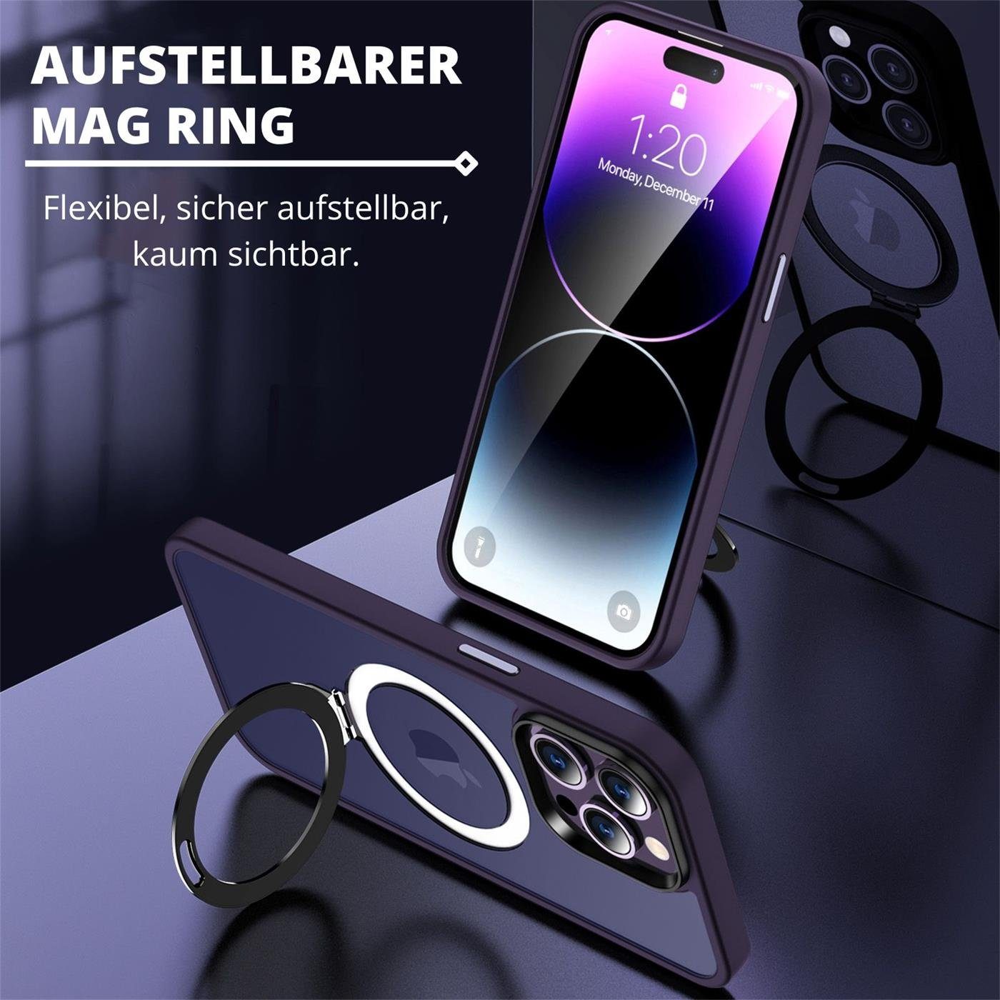 CoolGadget Handyhülle Hybrid Luxury Handy Case für iPhone 14 Pro Max 6,7 Zoll, Hülle Massiv Metallring aufklappbar Schutzhülle für Magsafe Zubehör