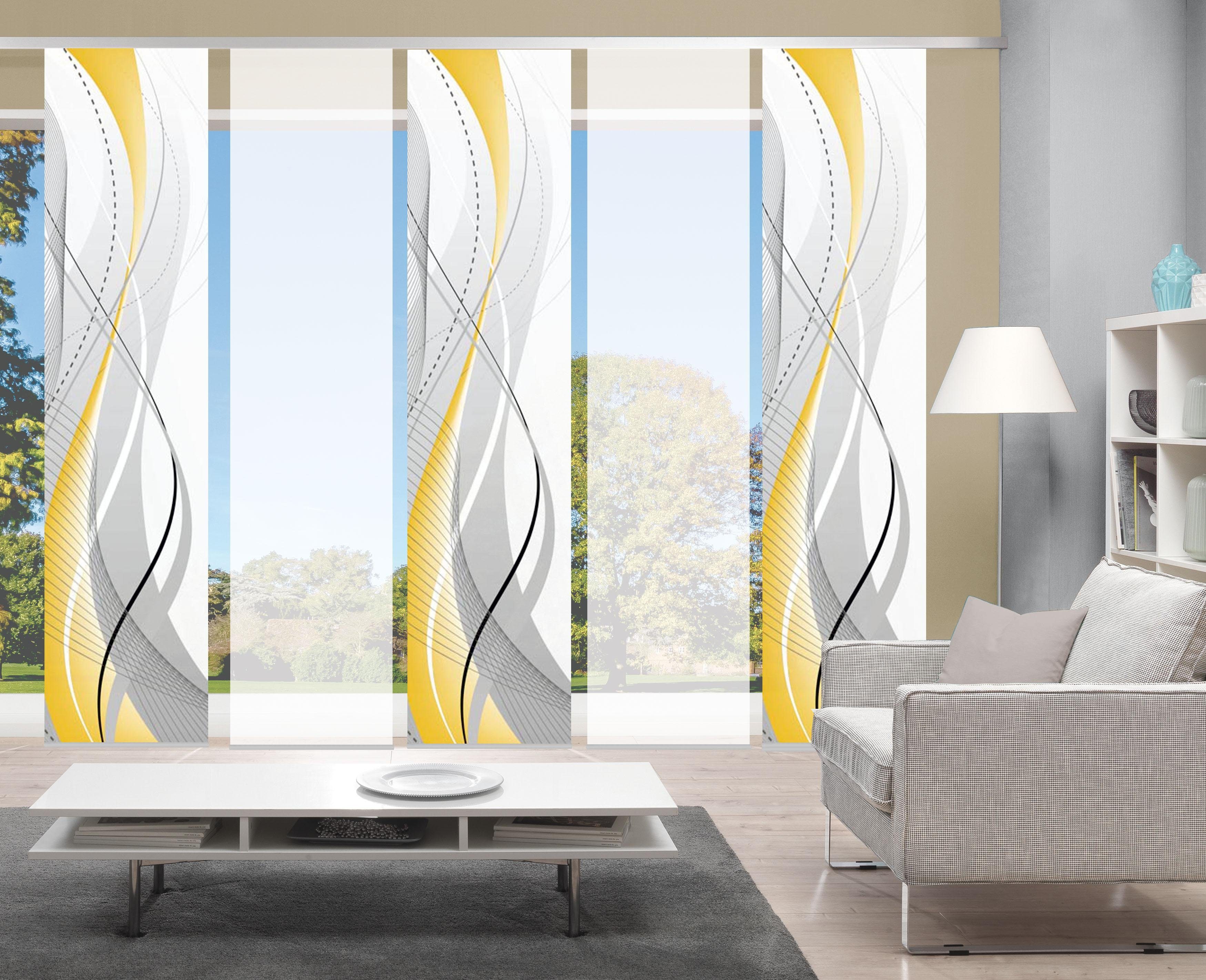 HOME WOHNIDEEN Schiebegardine CARLISLE 5ER SET (5 St), Paneelwagen, halbtra günstig online kaufen