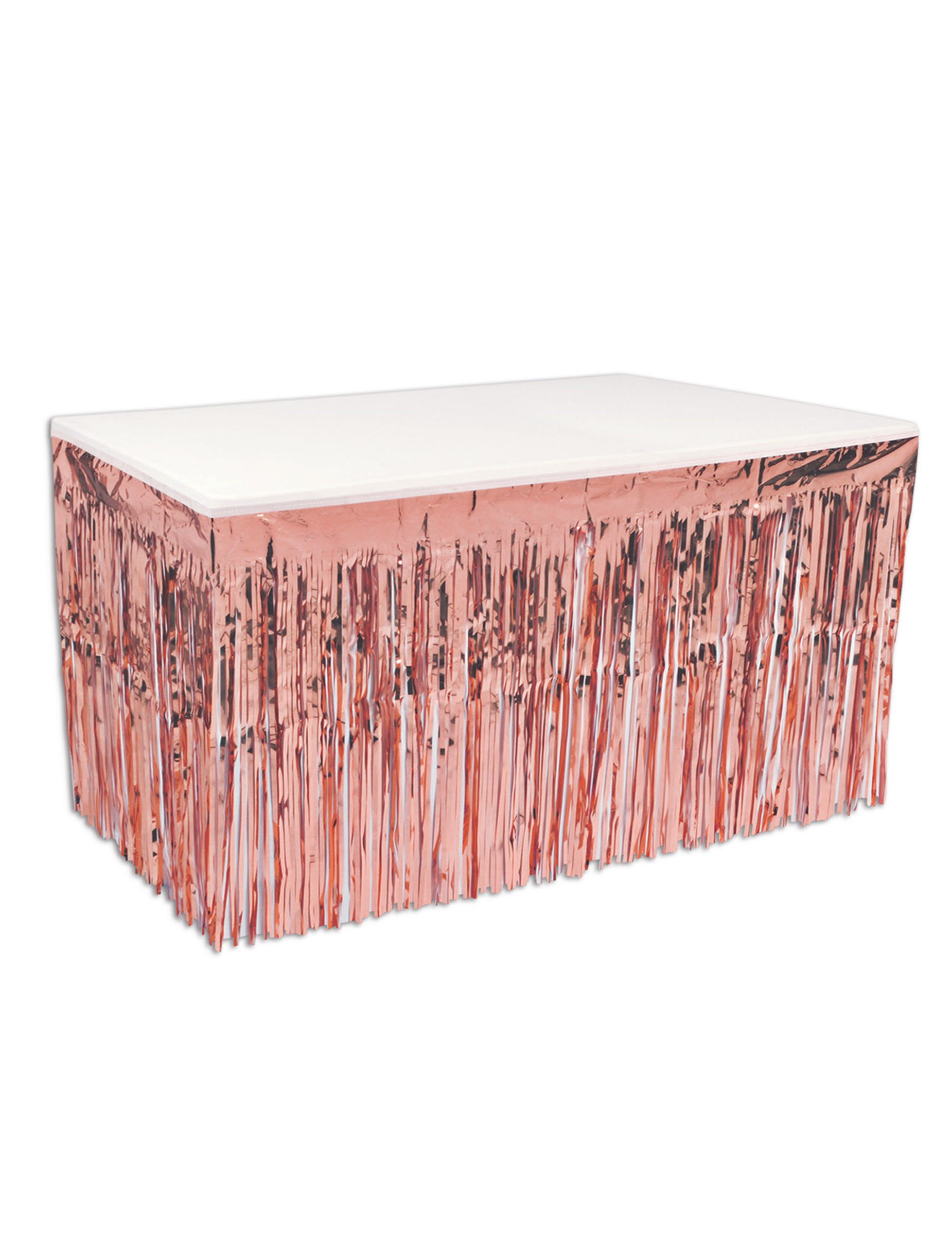 360 Degrees Kostüm Tischrock in Roségold Kunststoff Fransen 76 cm x 4,2 m