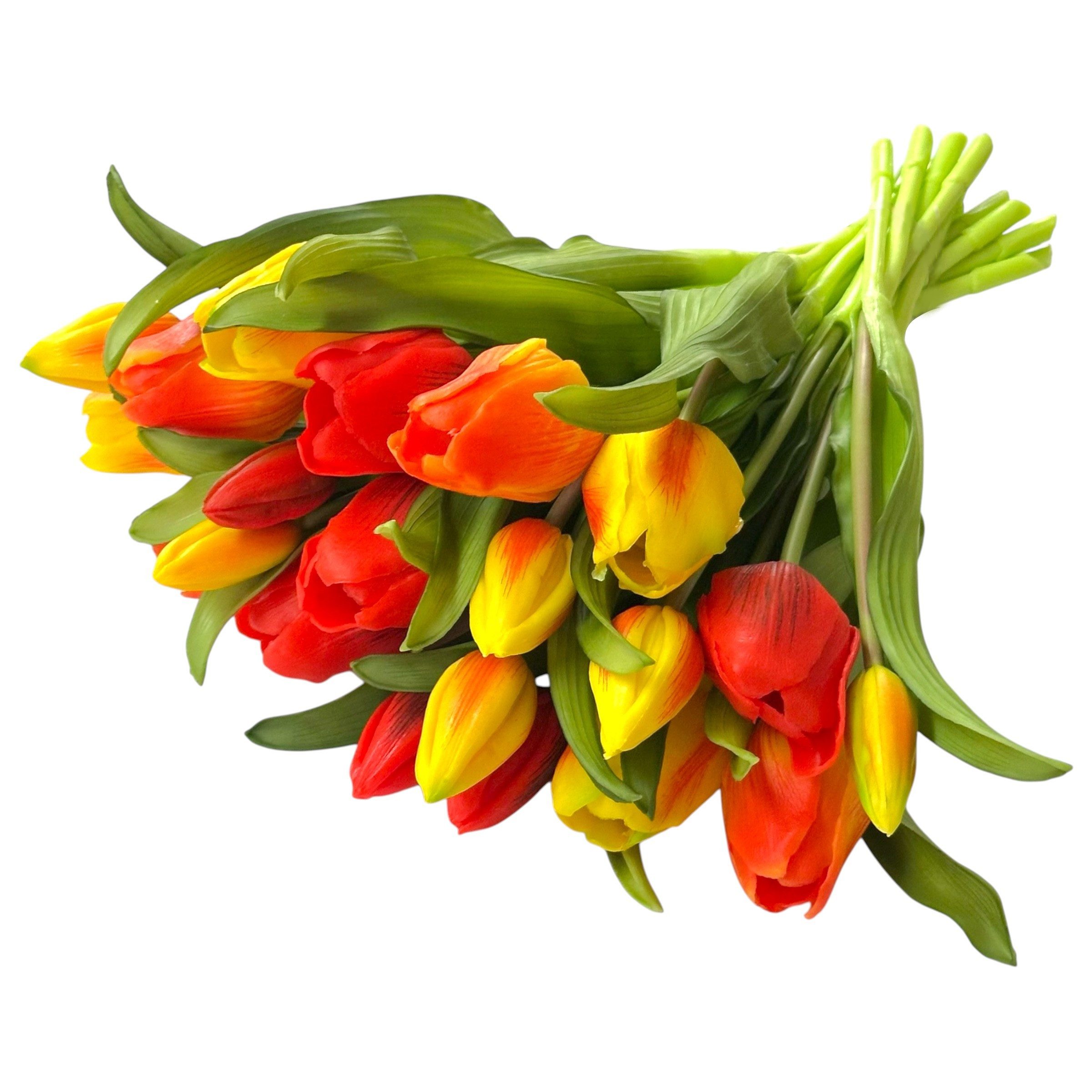 Kunsttulpe Künstlicher Tulpenstrauß 32cm. Blumenstrauß Frühling. Gelb-Rot, naninoa GmbH, Höhe 32.00 cm