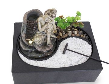 Kiom Zimmerbrunnen Tischbrunnen Zen Garten FoZenGarden Buddha Led, 29 cm Breite