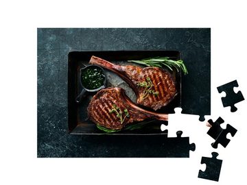 puzzleYOU Puzzle Saftiges Steak mit Gewürzen und Kräutern, 48 Puzzleteile, puzzleYOU-Kollektionen Küche, Essen und Trinken