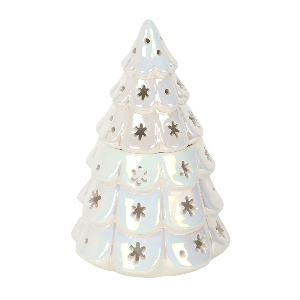 Something Different Duftlampe Weihnachtsbaum Keramik Duftlampe Teelichthalter Perlmutt Weiß, Weihnachtsbaum Keramik Duftlampe Teelichthalter Perlmutt Weiß