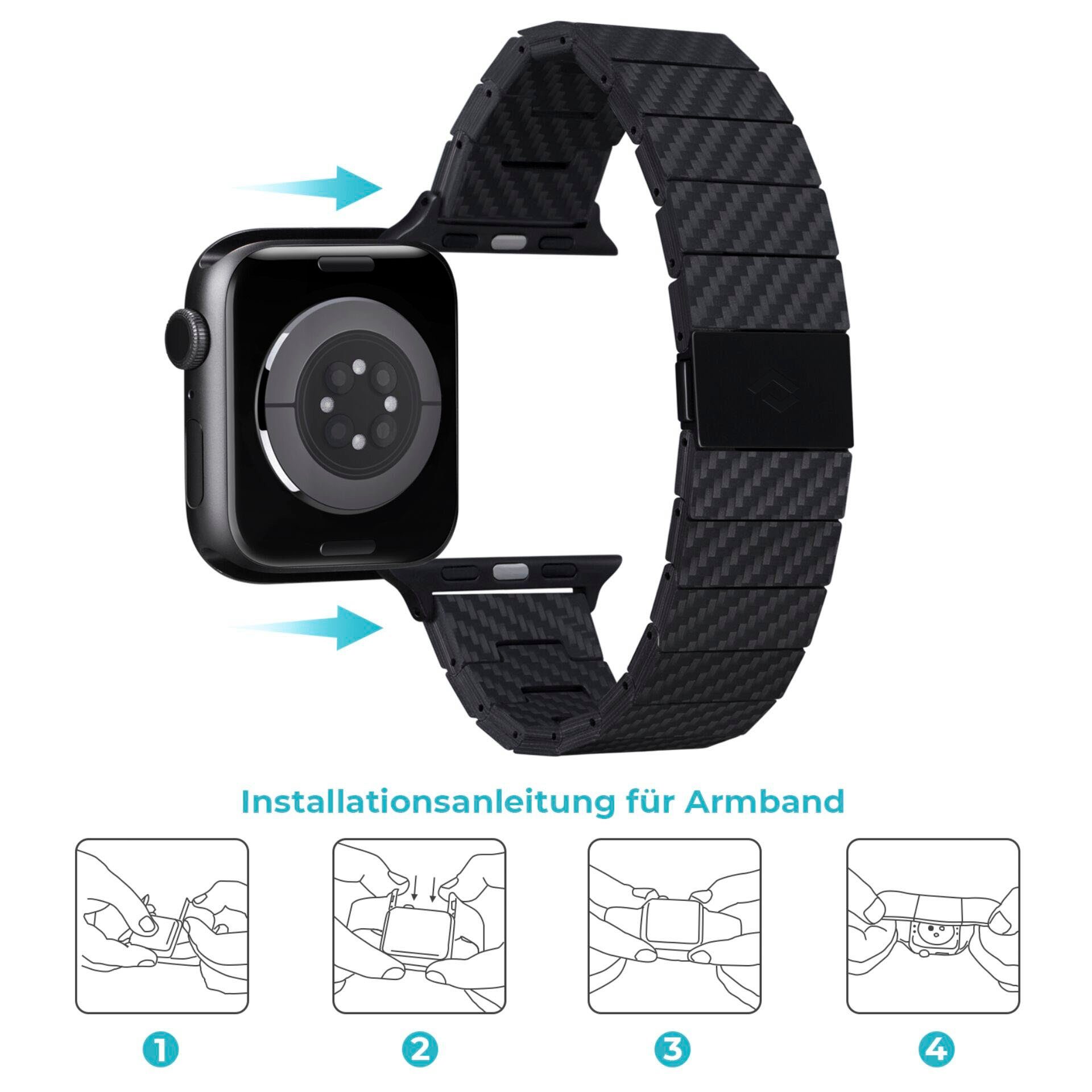 Bracelet Pitaka Link Fiber Modern Carbon Smartwatch-Armband Band 42-44mm